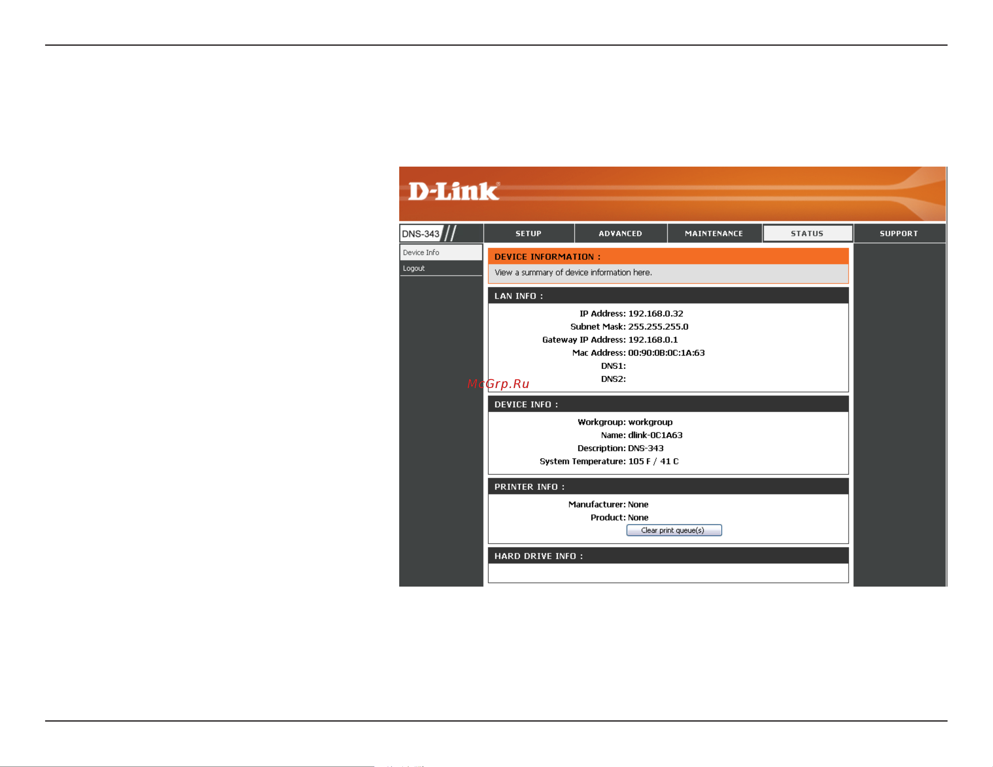 D-Link DNS-343 [53/86] Status