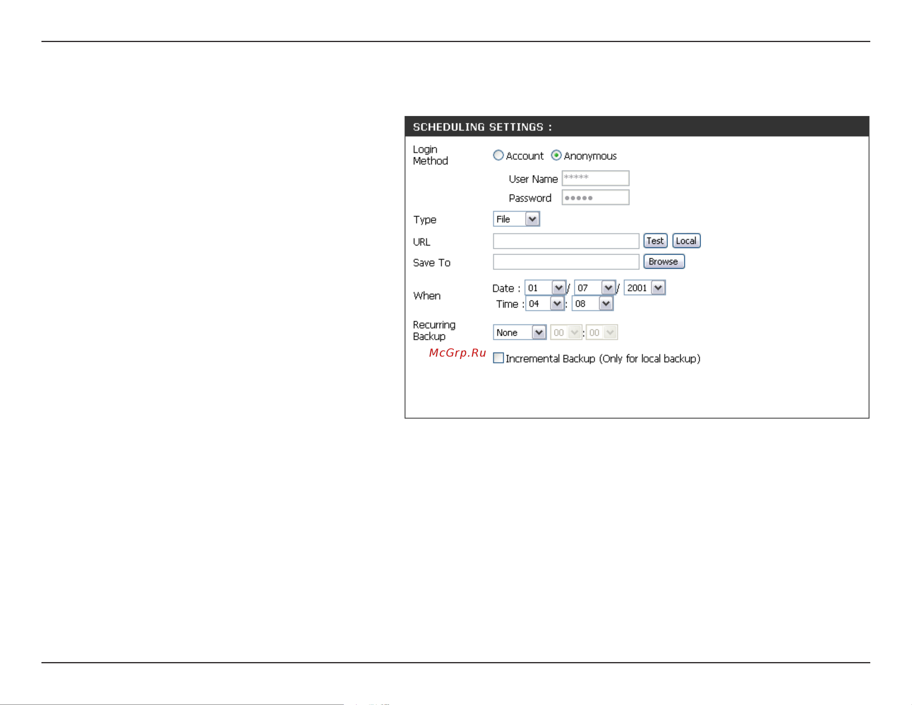 D-Link DNS-343 [62/86] Scheduling settings