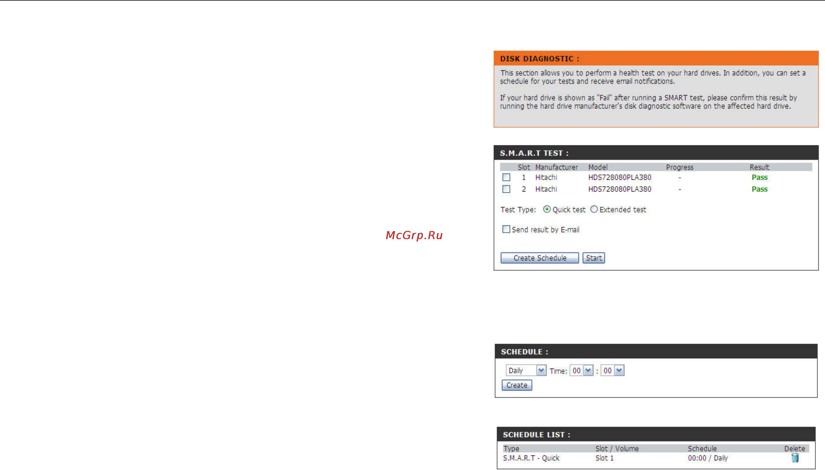 D-Link DNS-346 [53/85] Disk diagnostic page