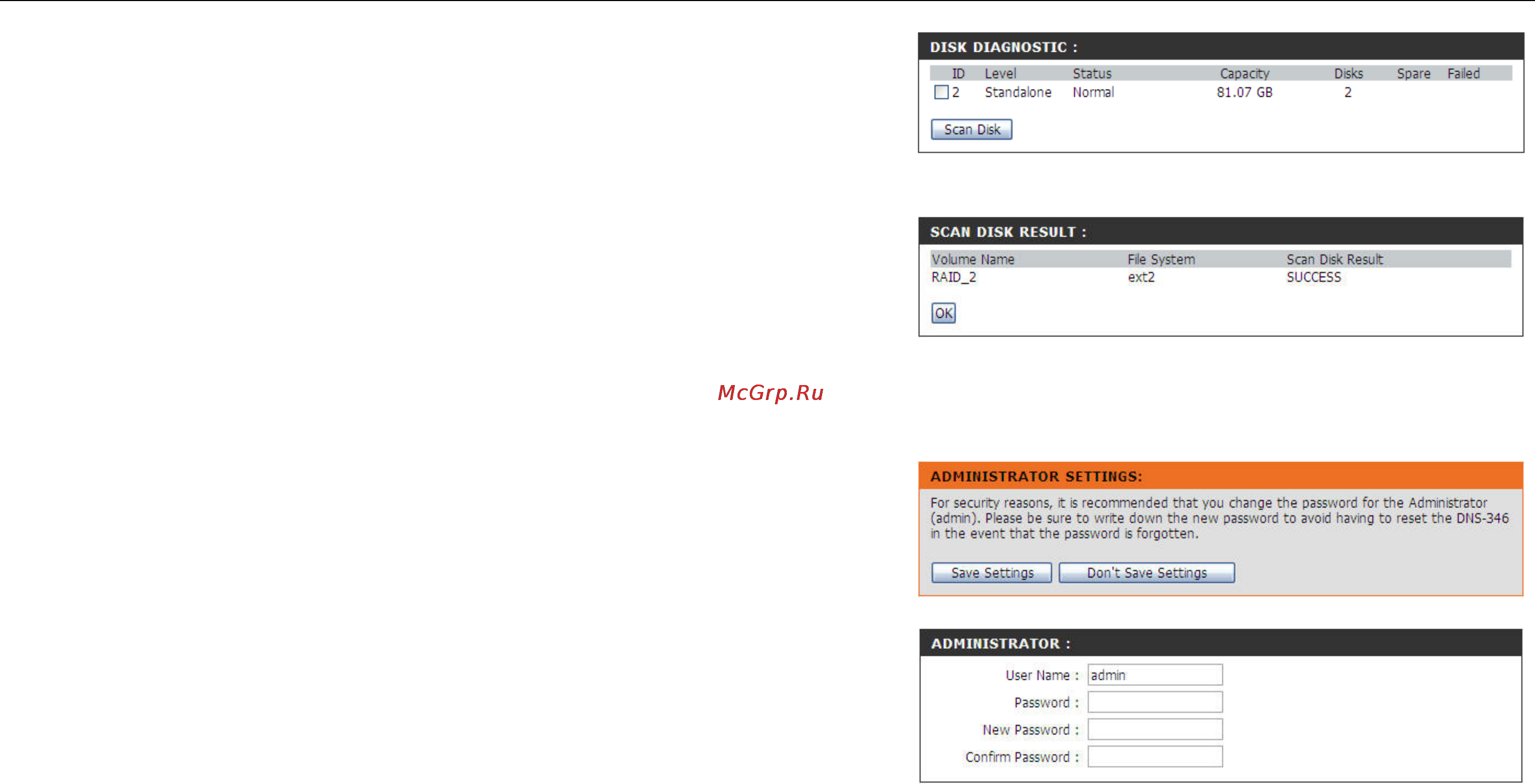 D-Link DNS-346 [54/85] Admin password page