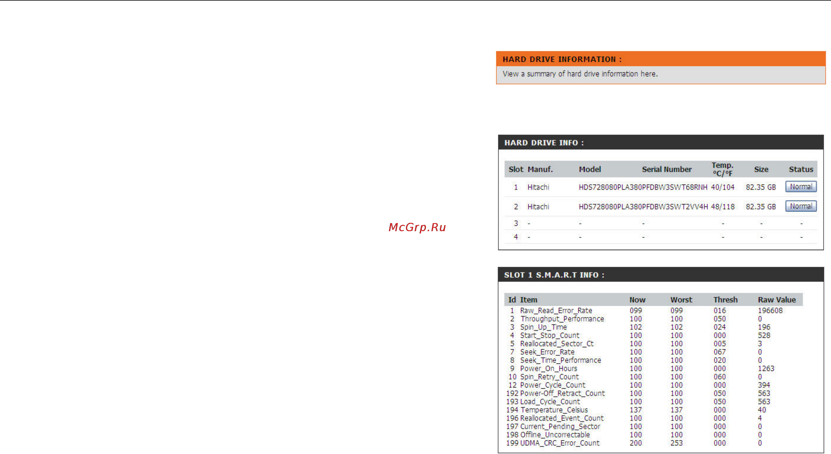 D-Link DNS-346 [63/85] Hard drive info page