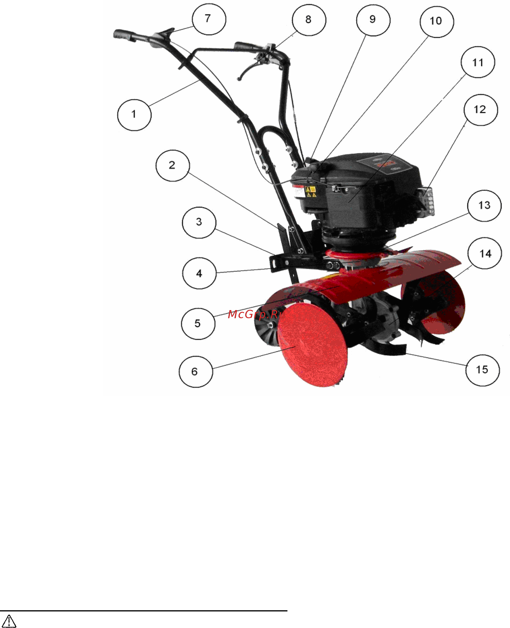 Sungarden T250 F OHV 6.0 [4/20] Расположение основных частей культиватора