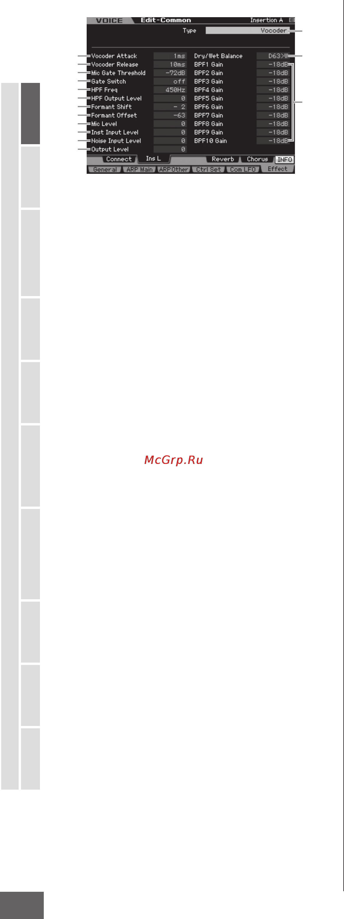 Yamaha MOTIF XS7 [110/299] Bpf1 10 gain усиление полосового фильтра 1 10