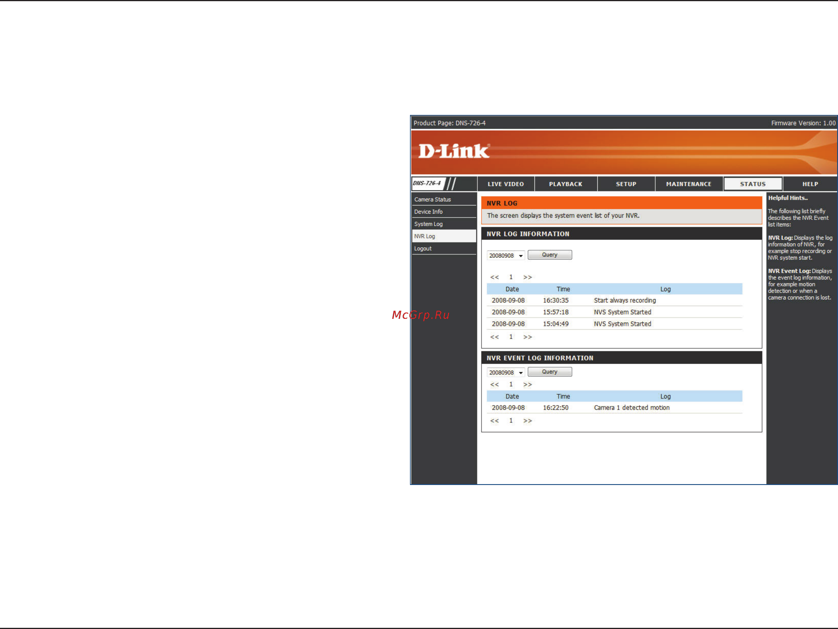 D-Link DNS-722-4 [55/88] Nvr log