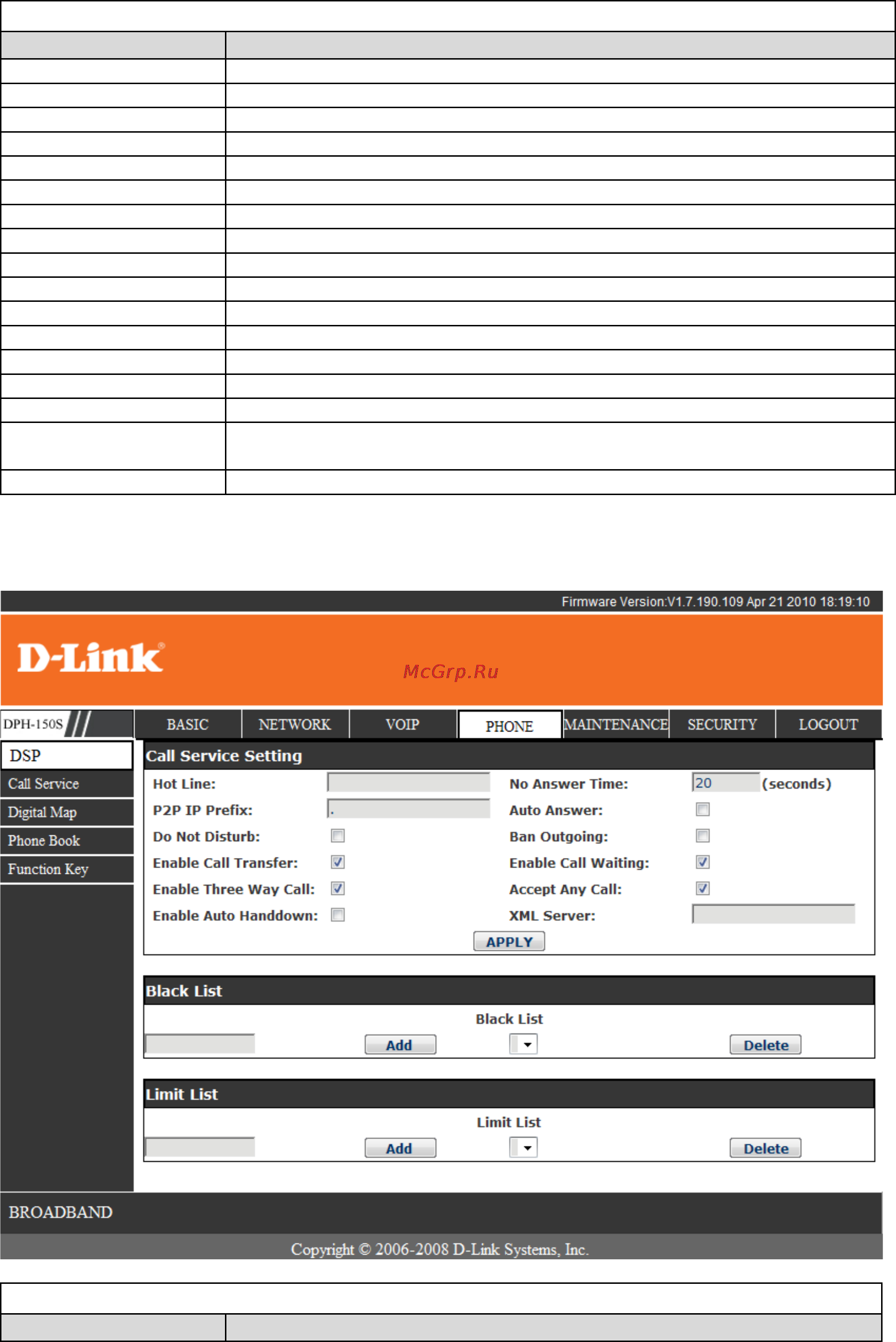 D-Link DPH-150SE [35/53] Call service