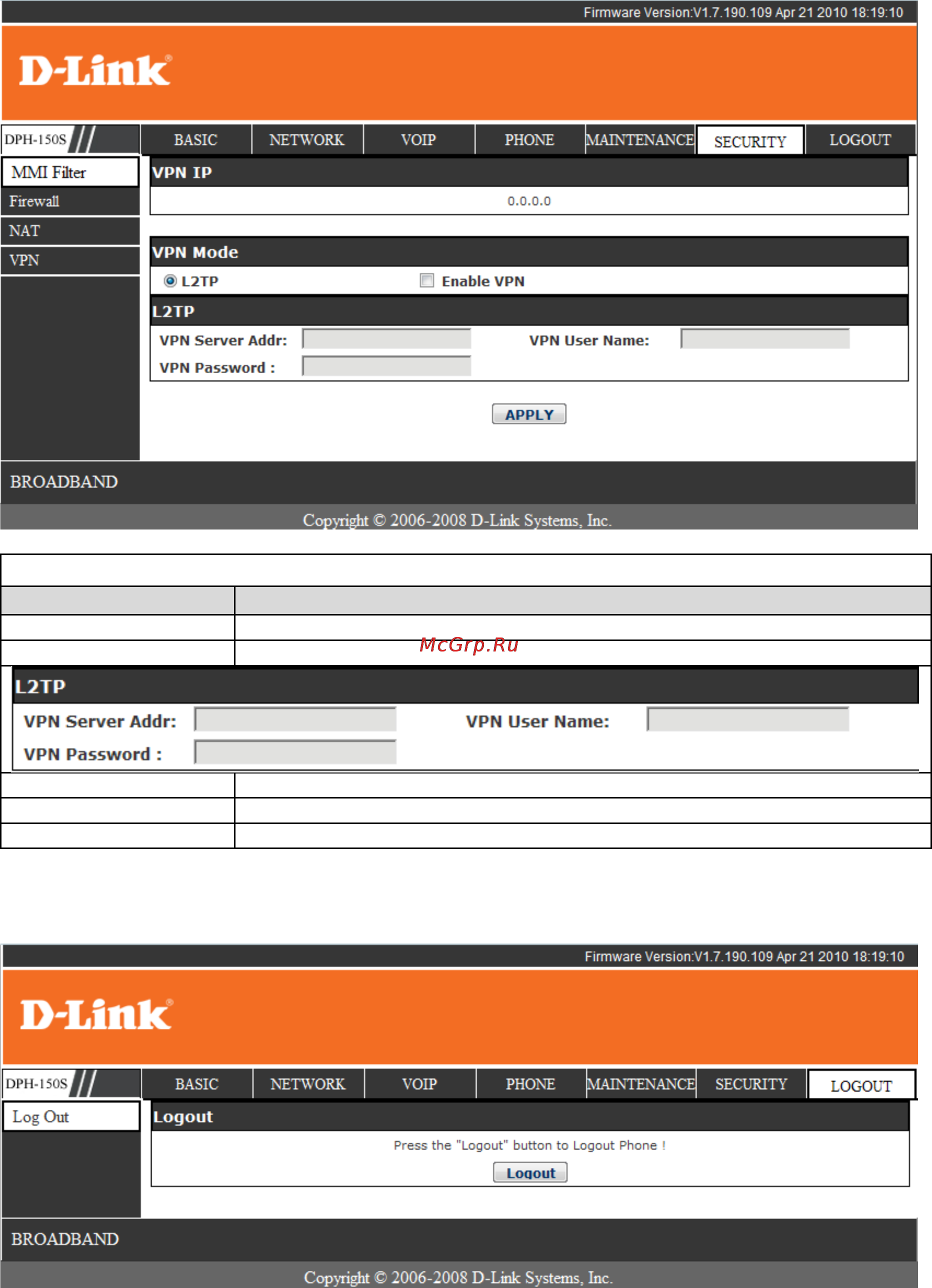 D-Link DPH-150SE [50/53] Vpn configuration