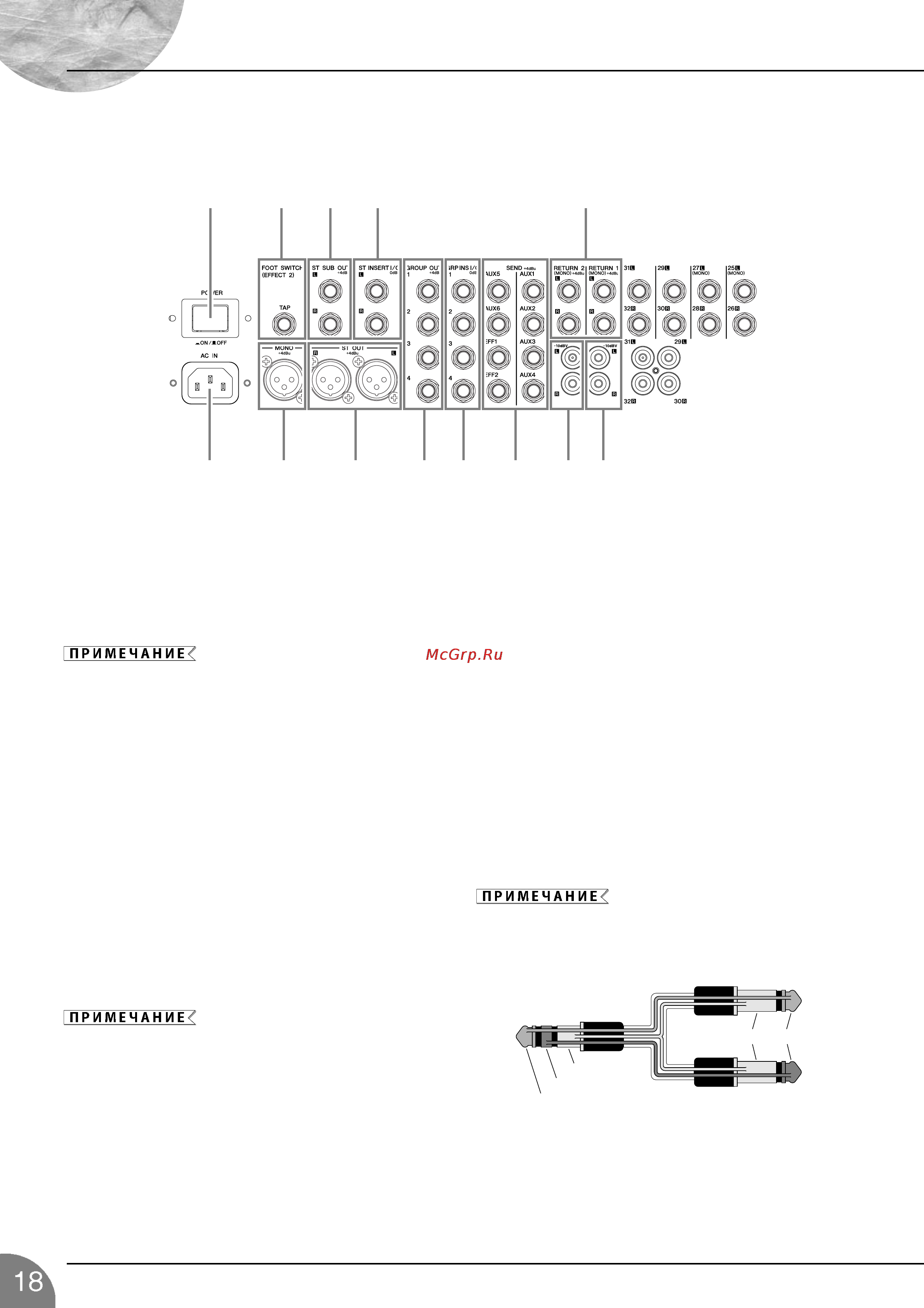 Yamaha MG-24/14 FX [19/27] Разъемы group out 1 4