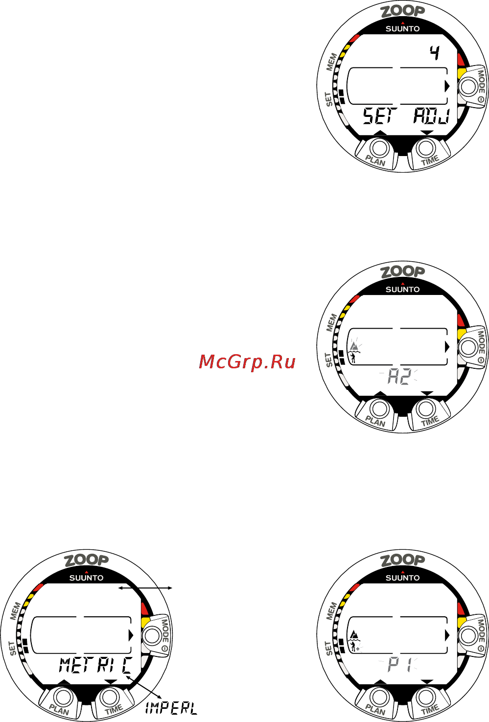 Suunto Zoop [49/73] Personal adjustments 4 set adj
