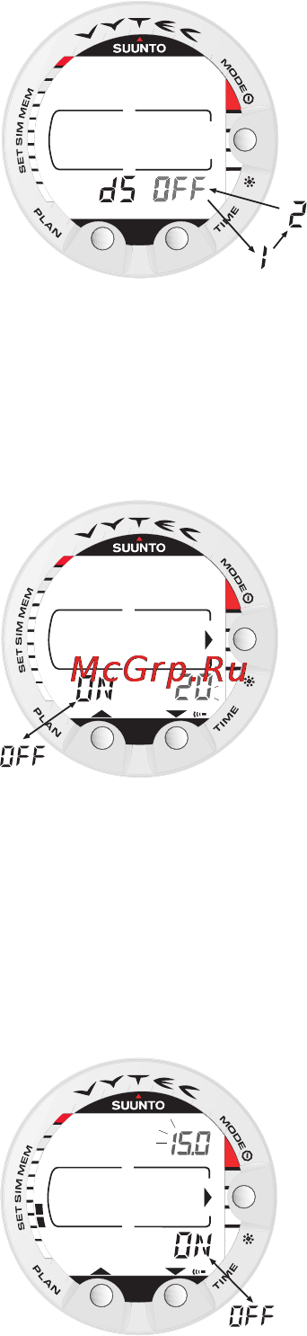 Suunto Vytec DS [55/86] Dive time alarm setting 2 d alarm