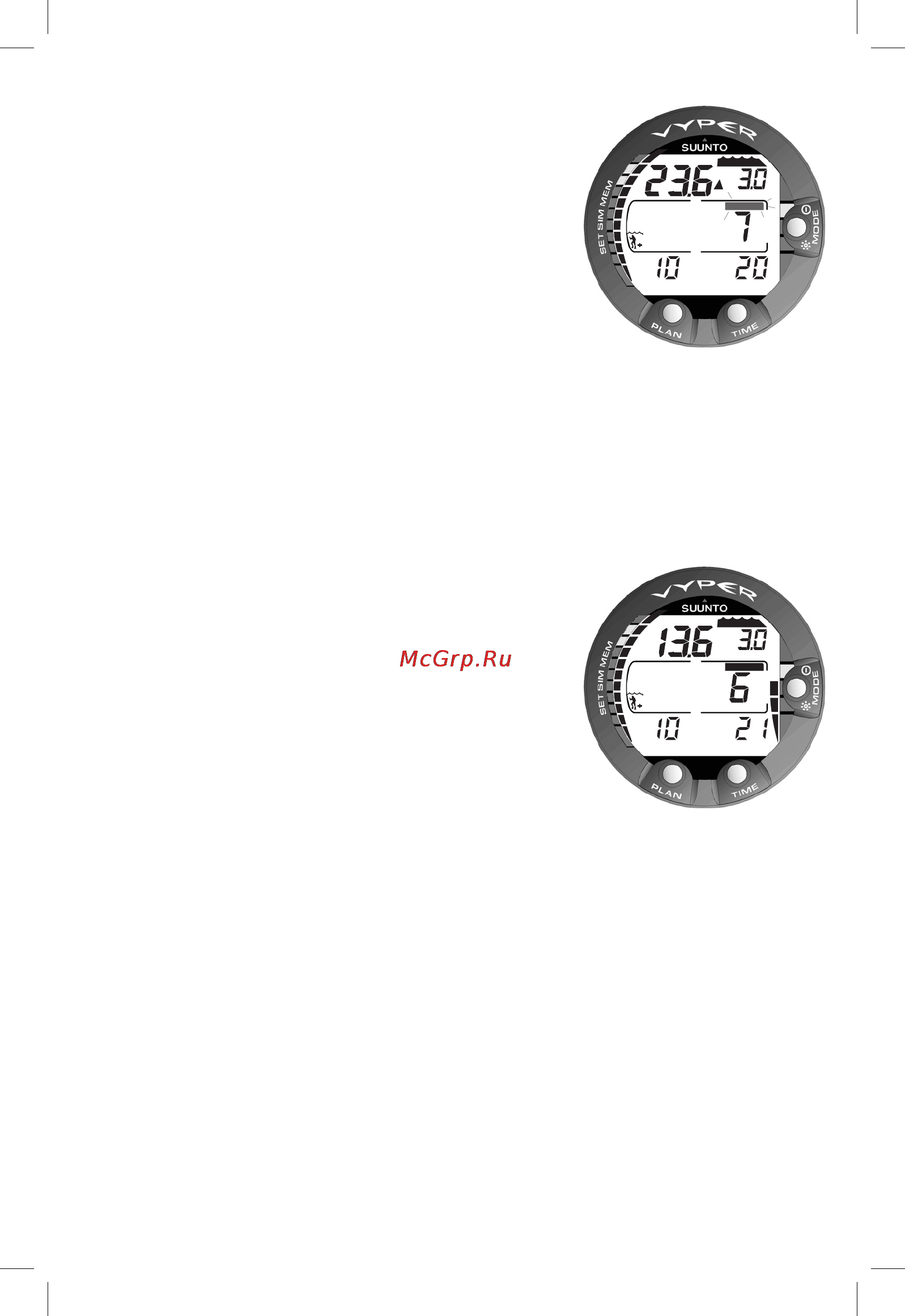 Suunto Vyper [27/86] Display above the floor