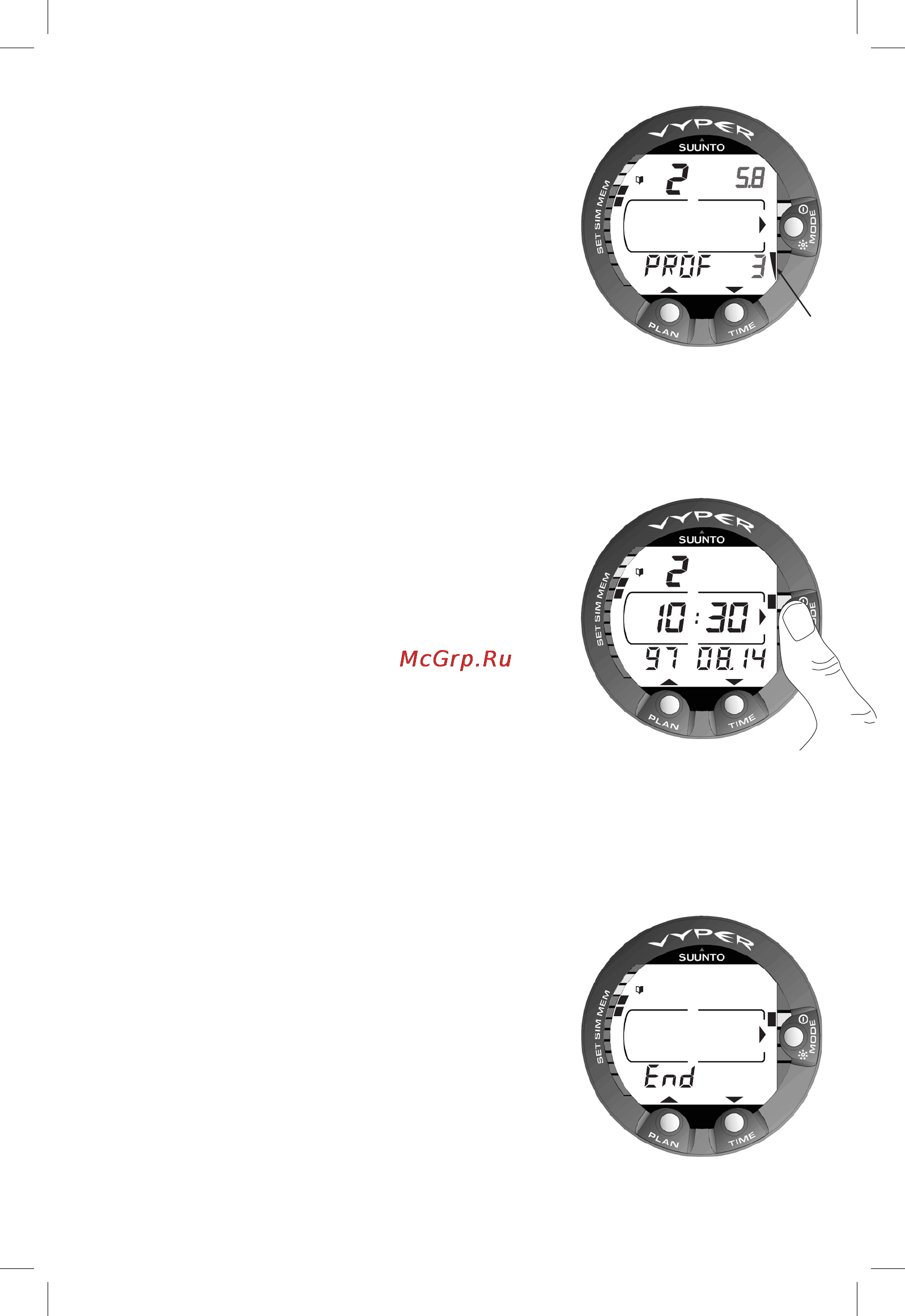 Suunto Vyper [47/86] Dive profile memory prof