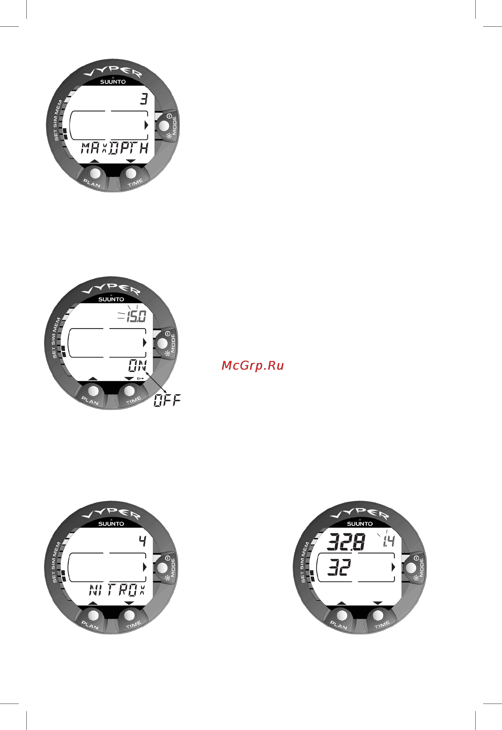 Suunto Vyper [54/86] Maximum depth alarm setting 3 max dpth