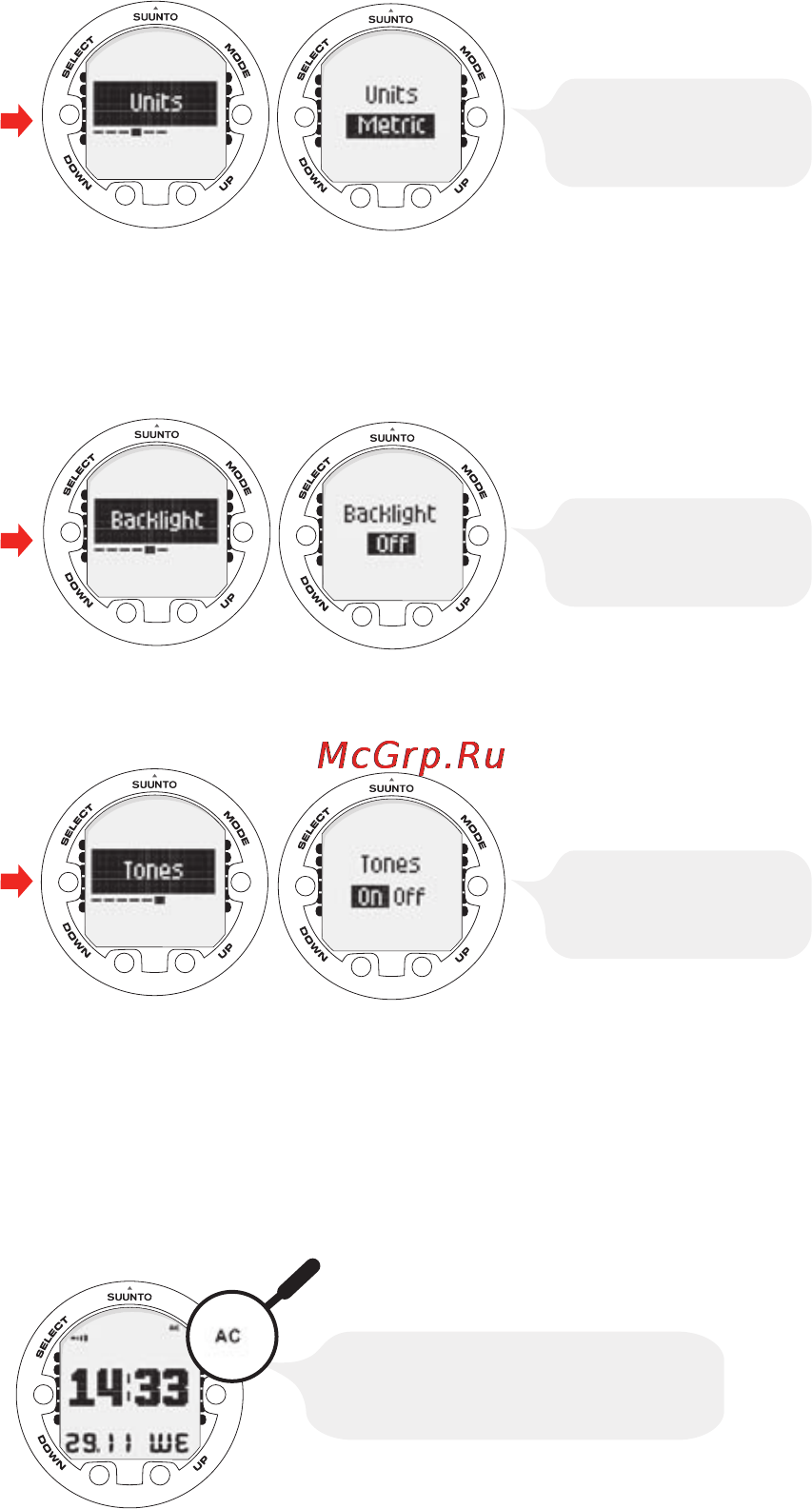 Suunto HelO2 [12/64] Setting the backlight