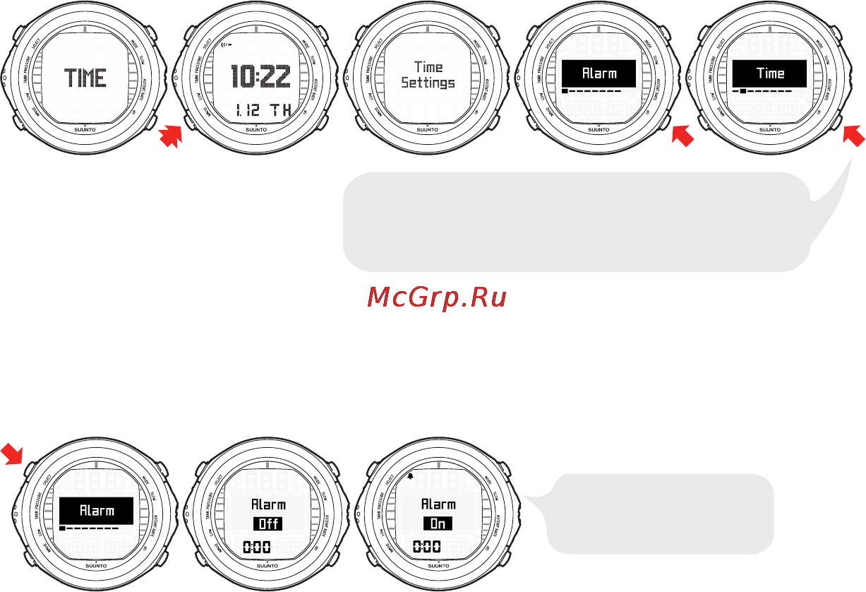 Suunto D9tx [26/159] Установка будильника