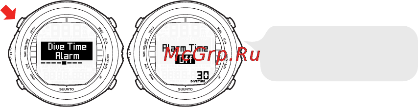 Suunto D9tx [67/159] Установка сигнала тревоги времени погружения
