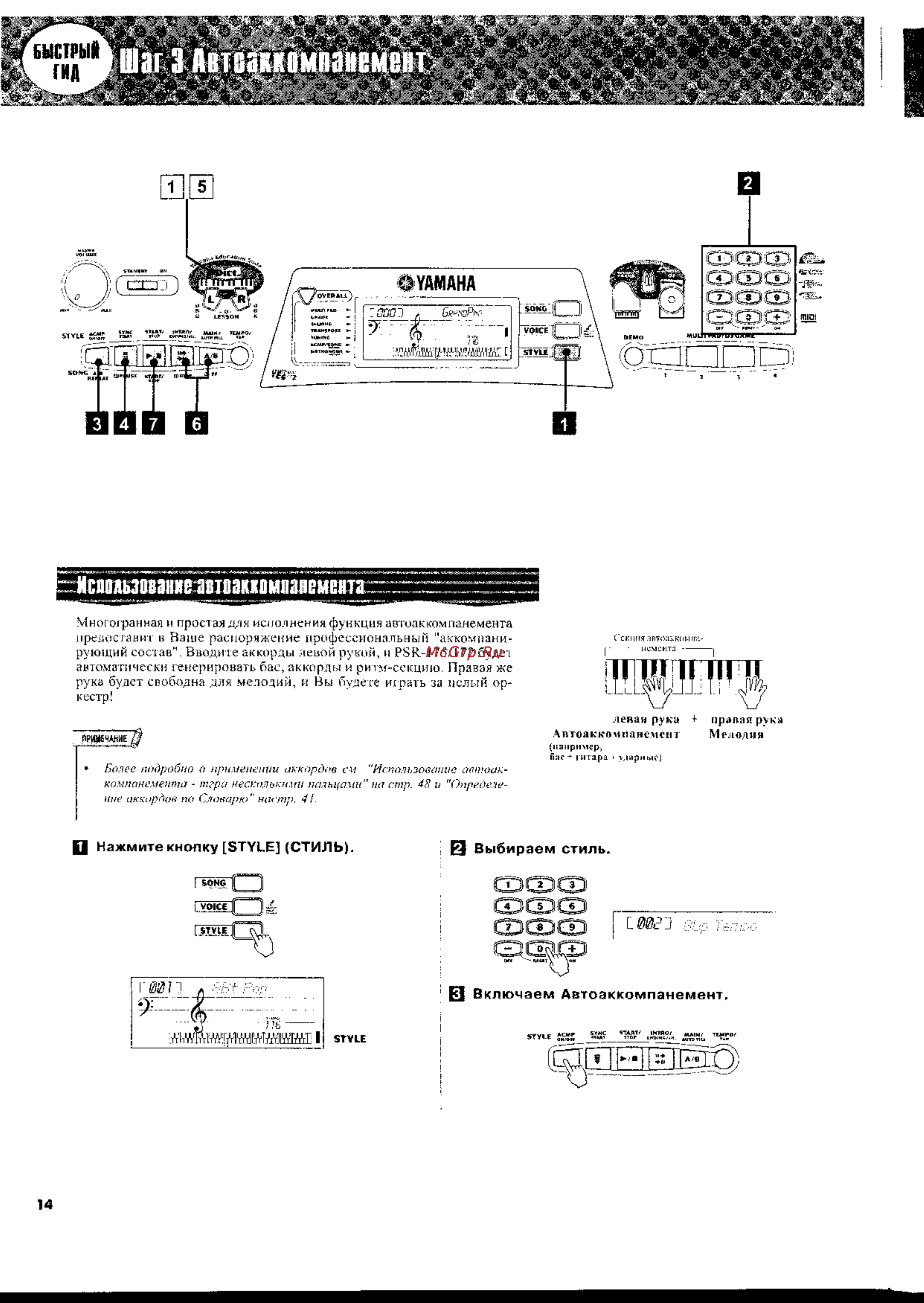 Yamaha PSR-175 [14/62] Н включаем автоаккомпанемент