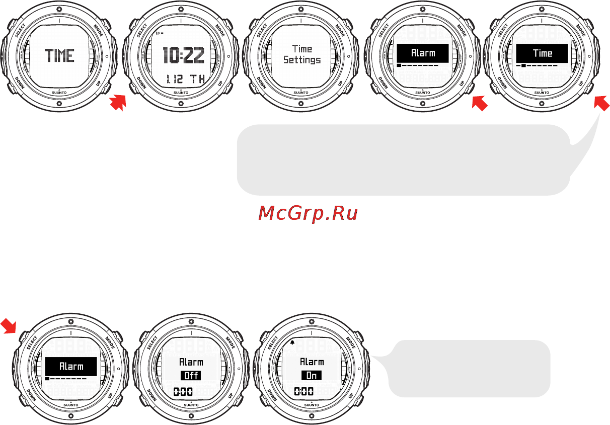 Suunto D6i [26/161] Установка будильника