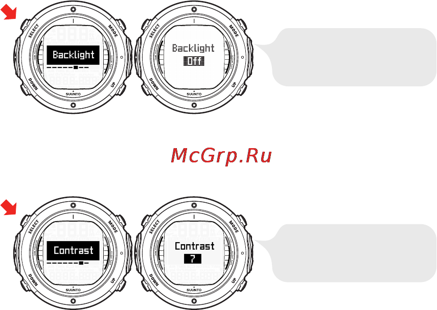 Suunto D6i [29/161] Настройка задней подсветки