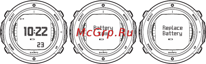 Suunto D6i [75/161] Индикатор состояния элемента питания