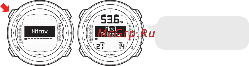 Suunto D4i [53/147] Установка параметров для смеси nitrox