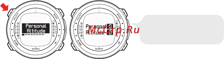Suunto D4i [54/147] Установка личных параметров высоты над уровнем моря