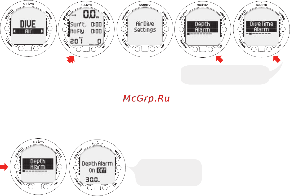 Suunto Cobra3 [19/60] Setting the depth alarm