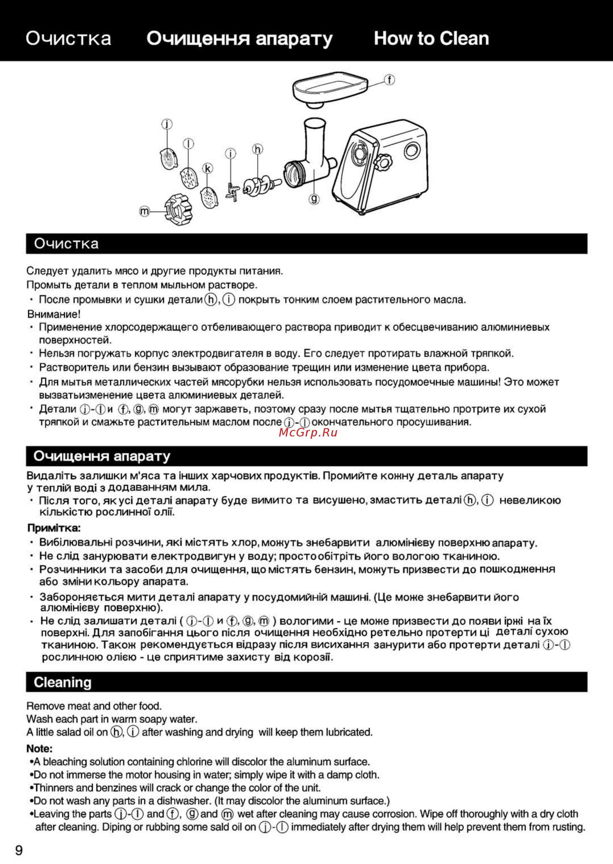 Panasonic MK-G1500 [10/12] Очистка