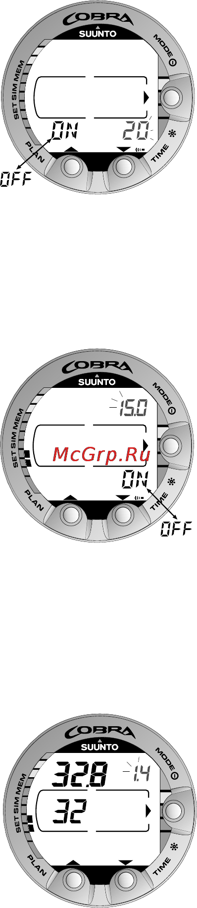 Suunto Cobra [52/78] Dive time alarm setting 2 d alarm