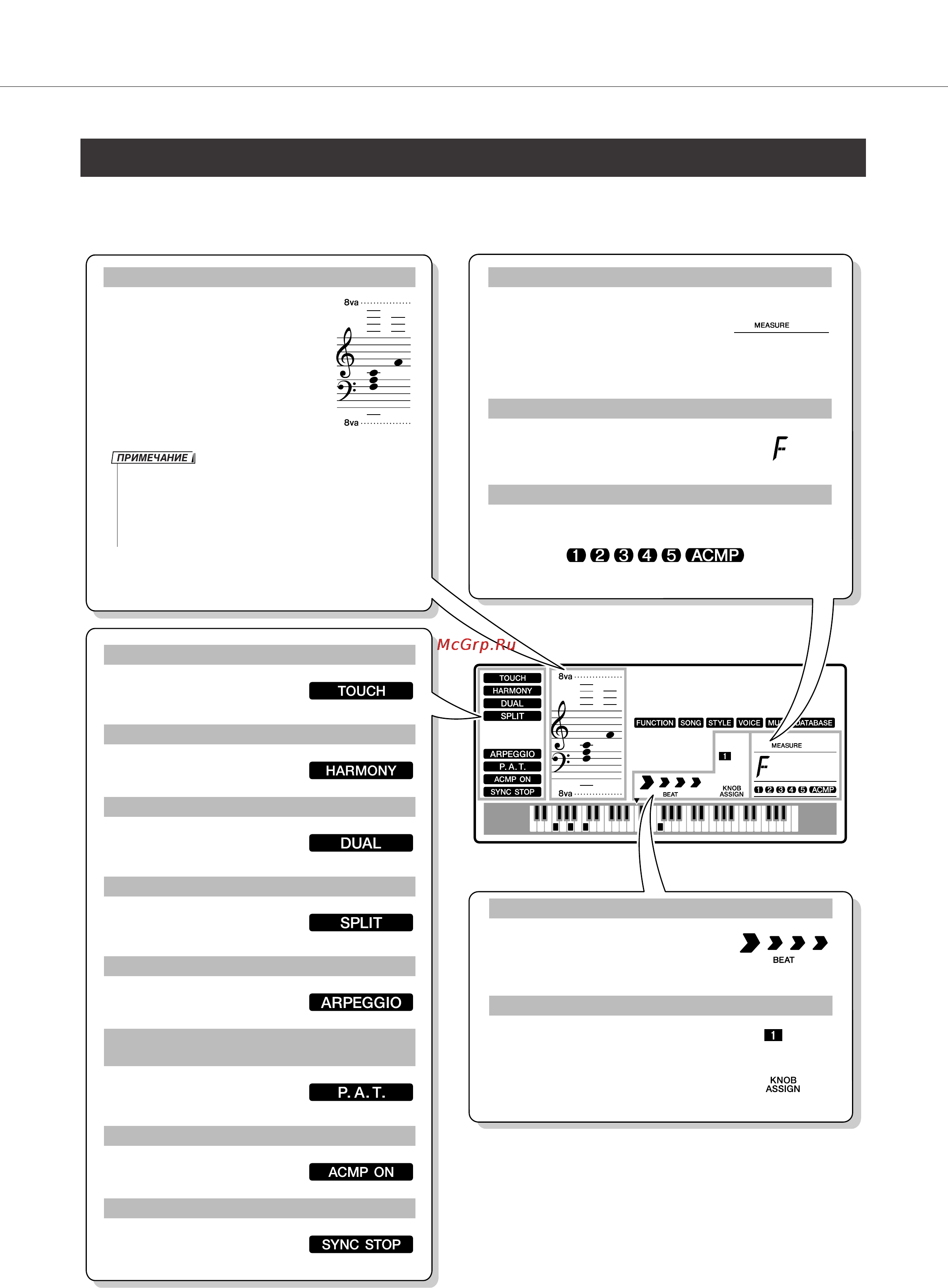 Yamaha PSR-E413 [59/128] Элементы экрана