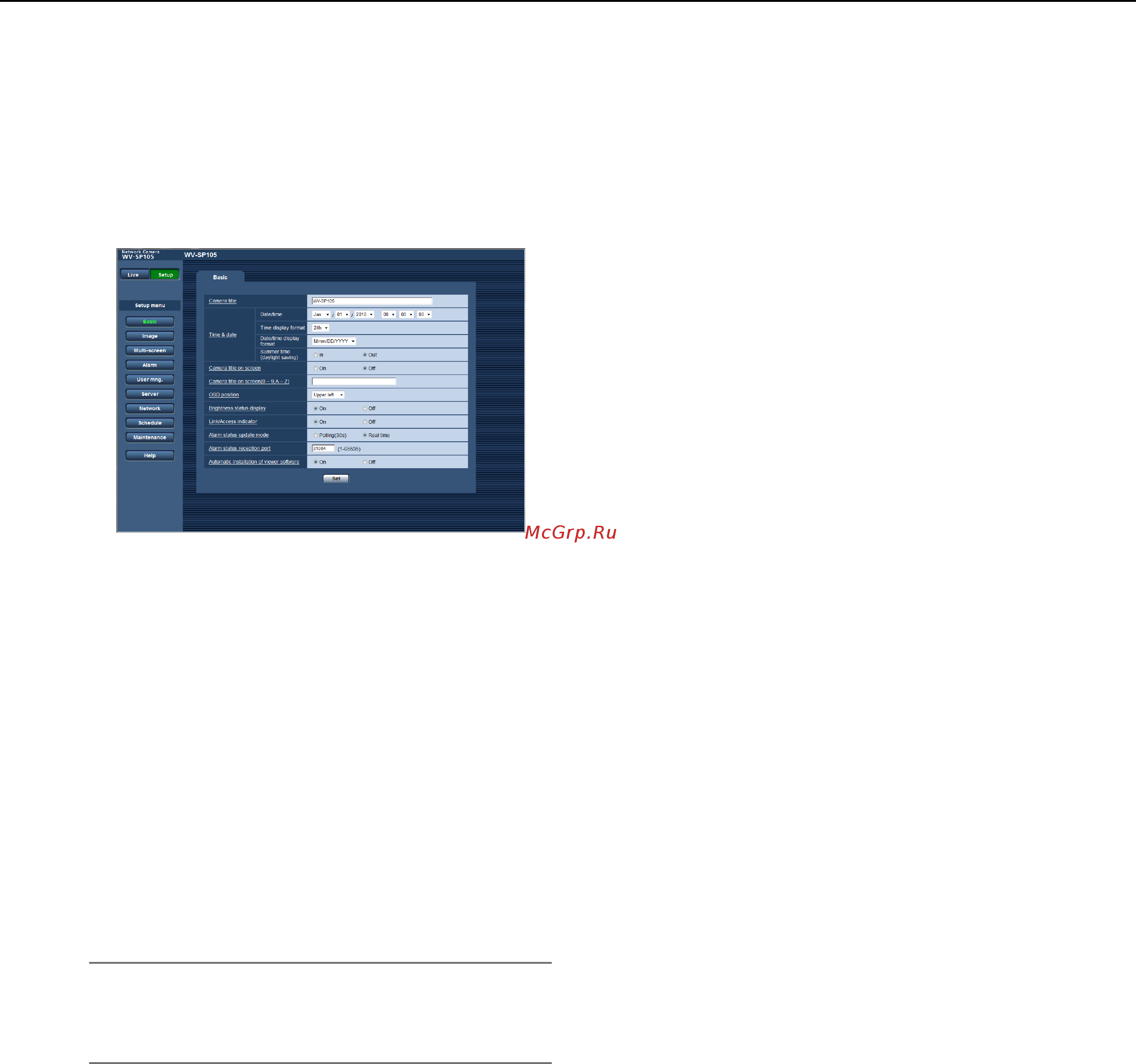 Panasonic WV-SP105E [17/64] Configure the basic settings basic
