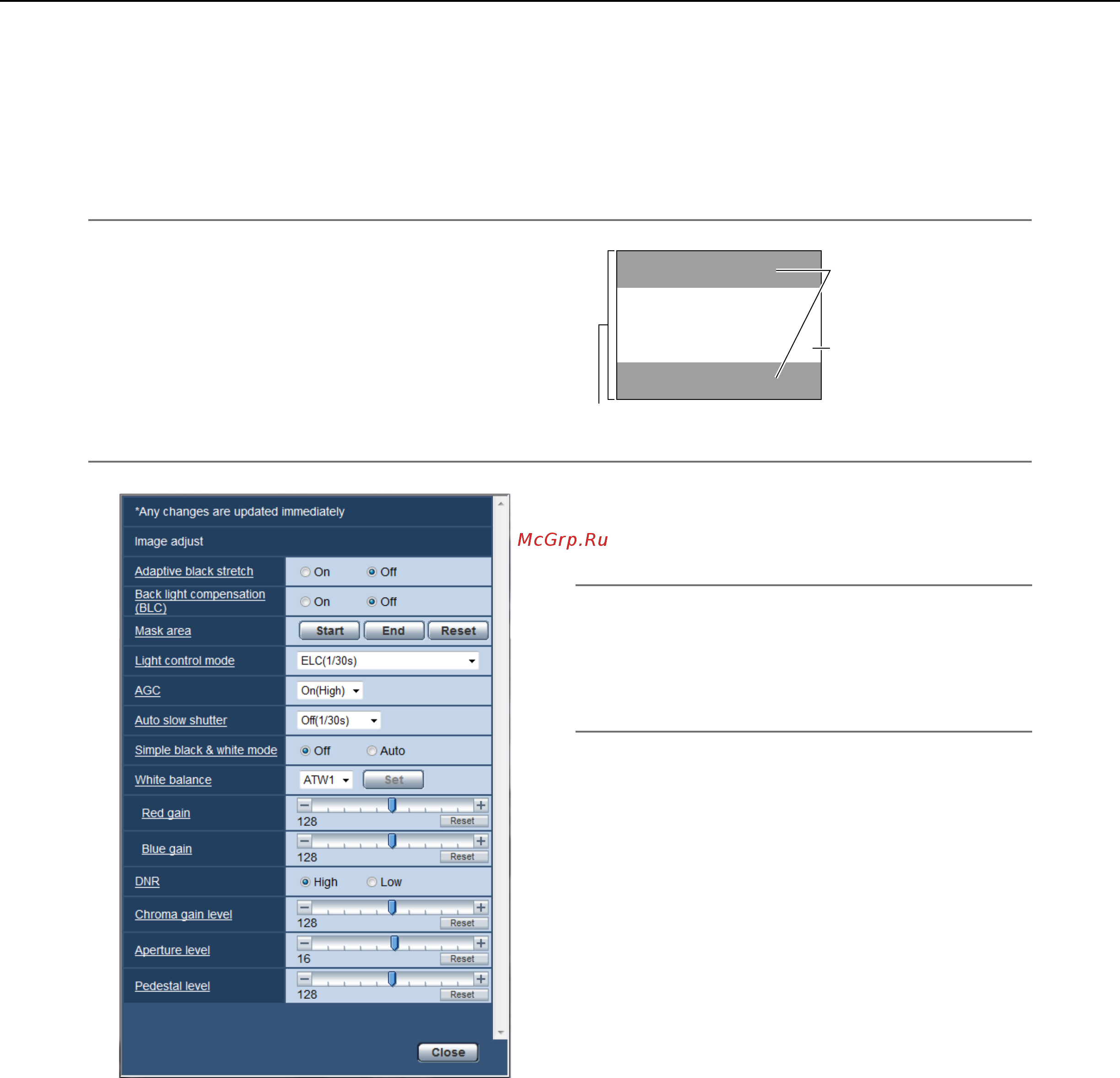 Panasonic WV-SP105 [24/64] Configure the settings relating to image quality image adjust setup menu