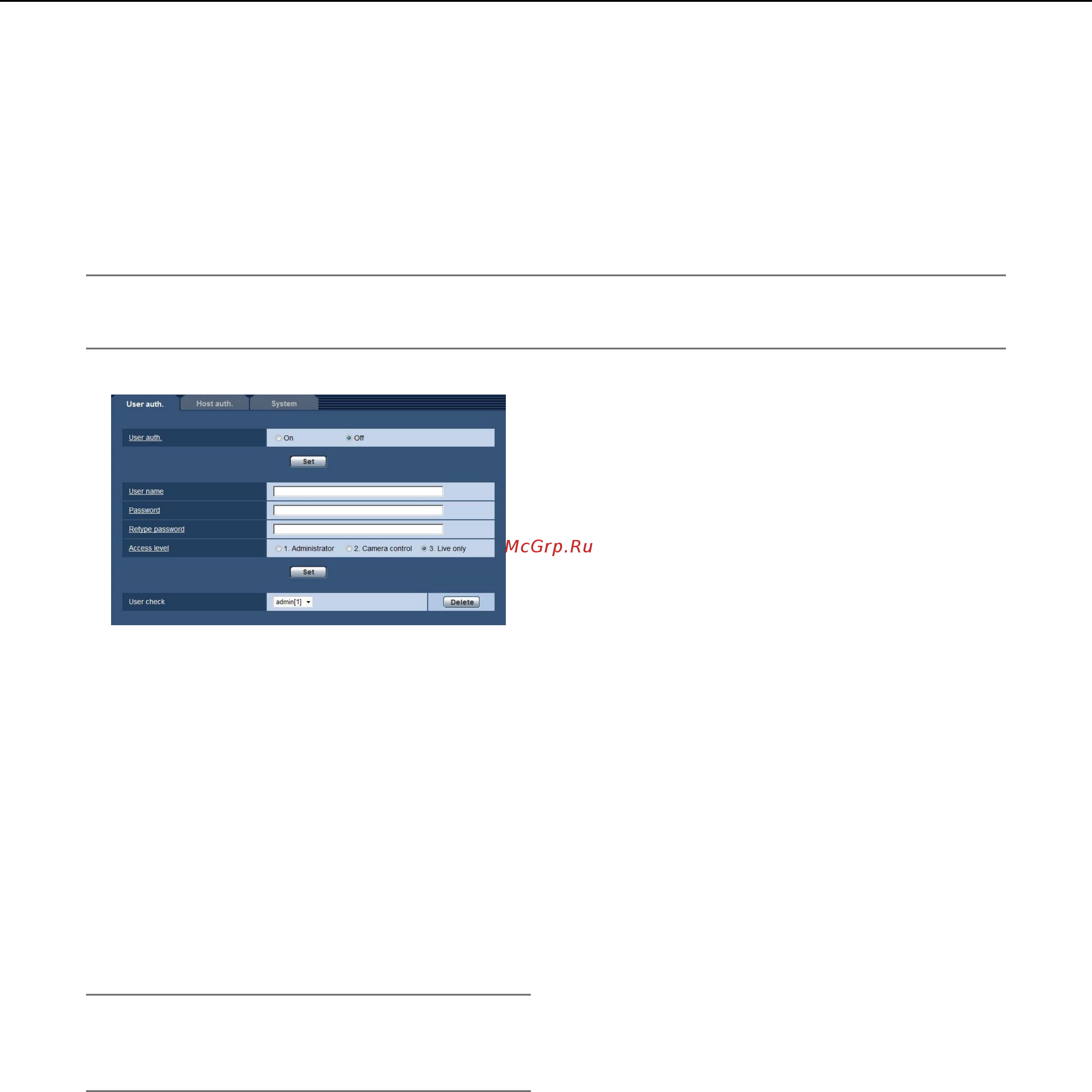 Panasonic WV-SP105 [38/64] Configure the settings relating to the authentication user mng