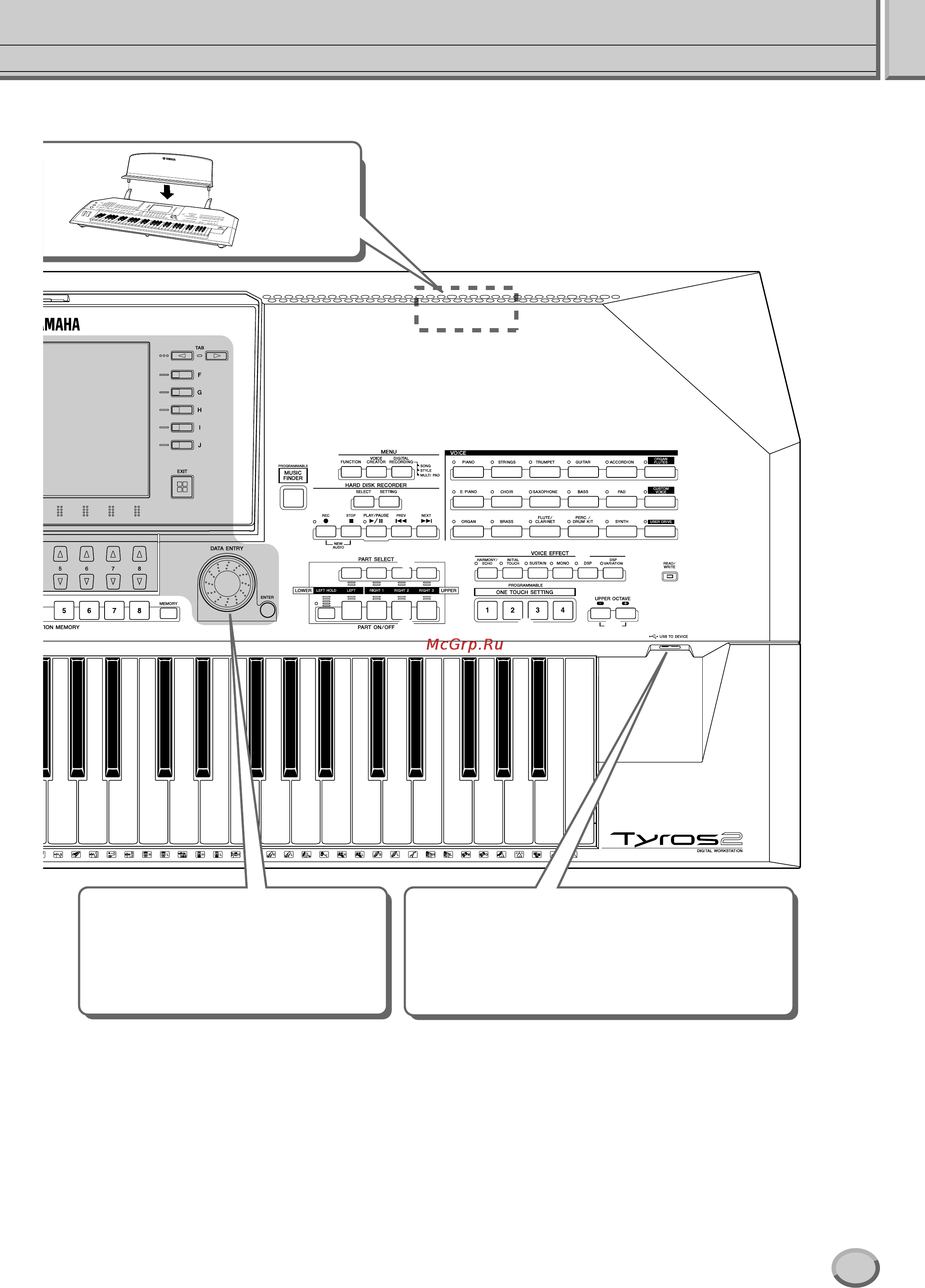 Yamaha TYROS2 [15/240] Разъем usb то device для подключения устройств стр 64