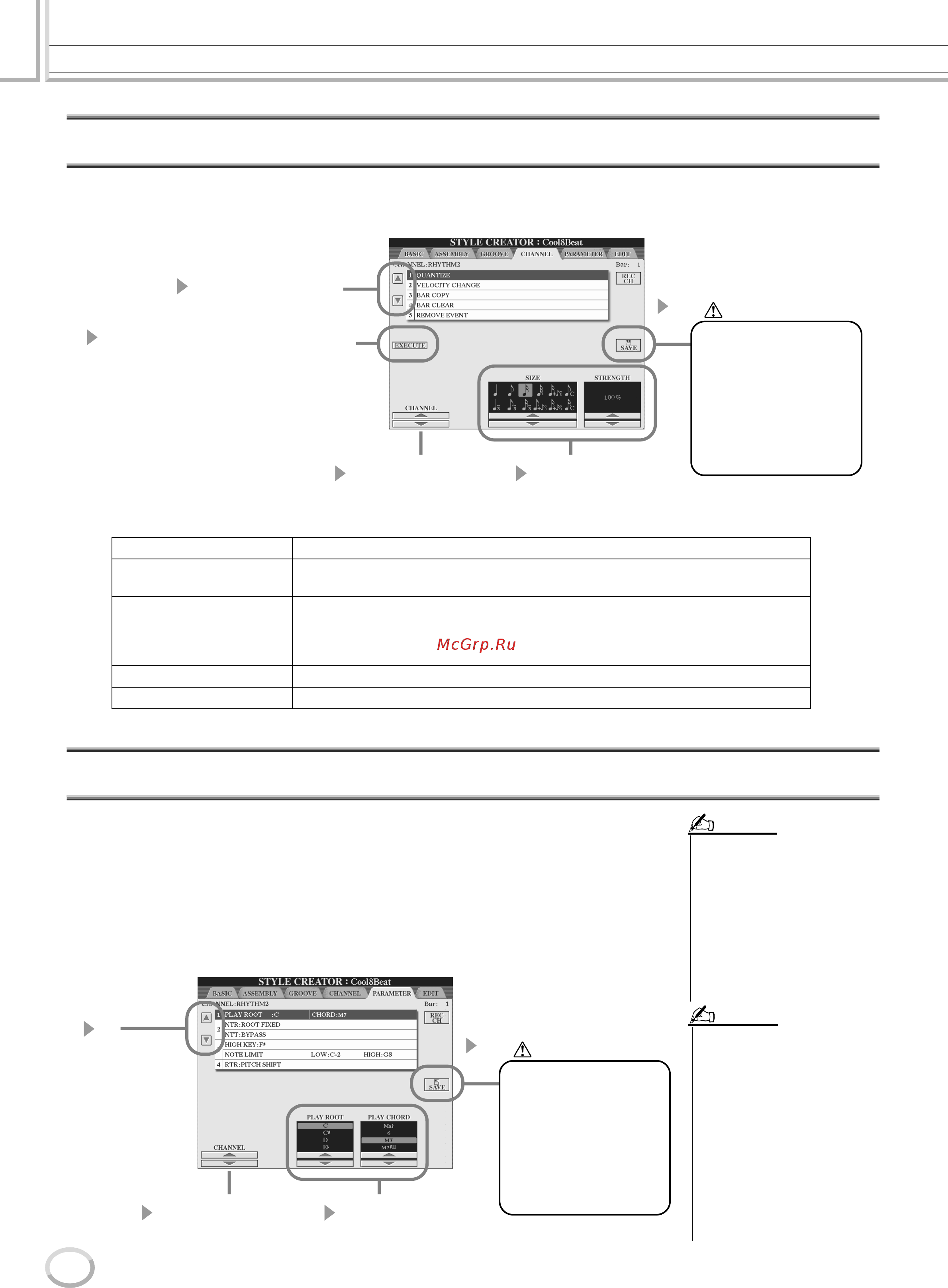 Yamaha Tyros [120/176] Изменение данных для каждого канала