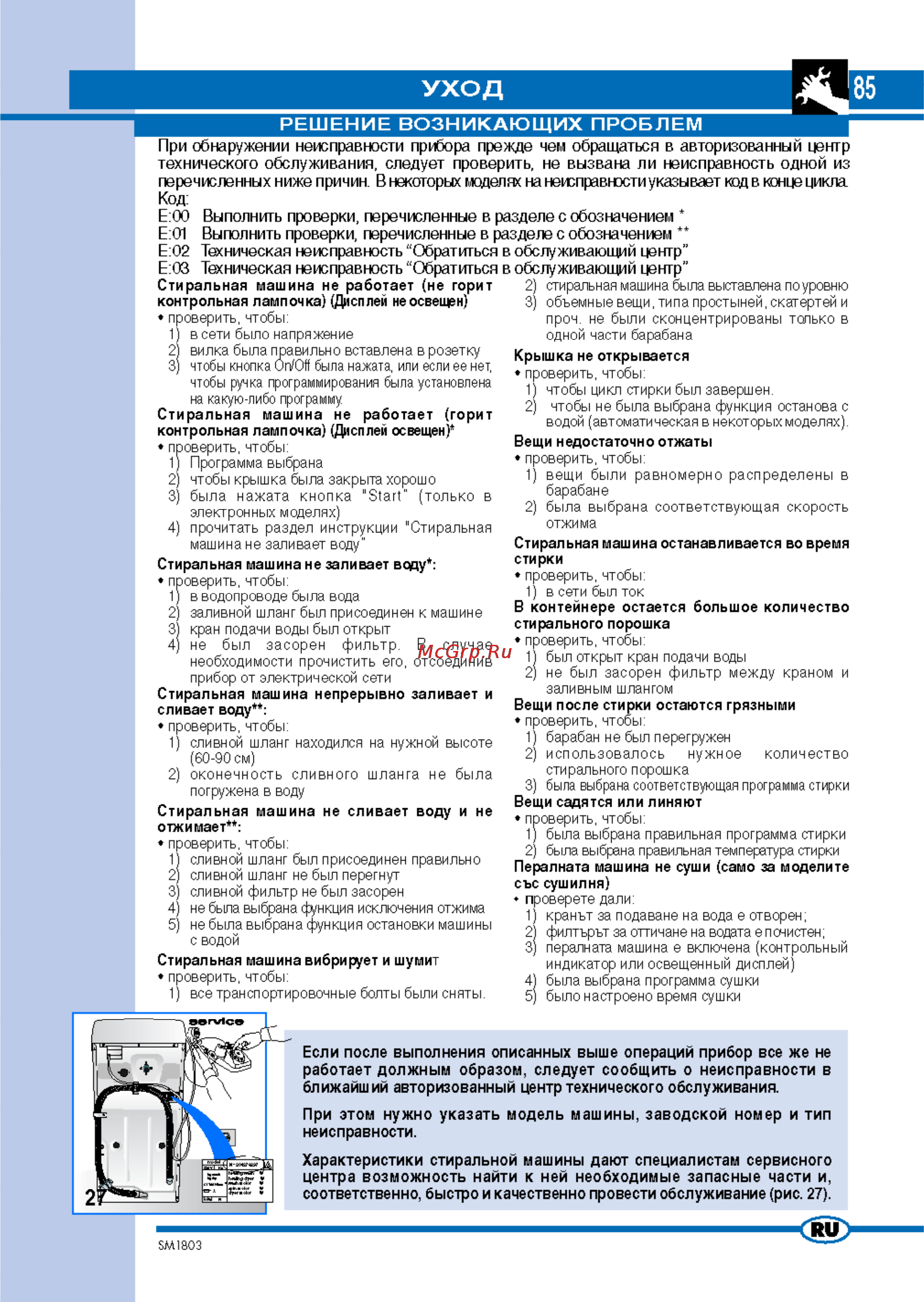 Ardo TL 105 L [11/14] Характеристики стиральной машины дают специалистам сервисного центра возможность найти к ней необходимые запасные части и соответственно быстро и качественно провести обслуживани...