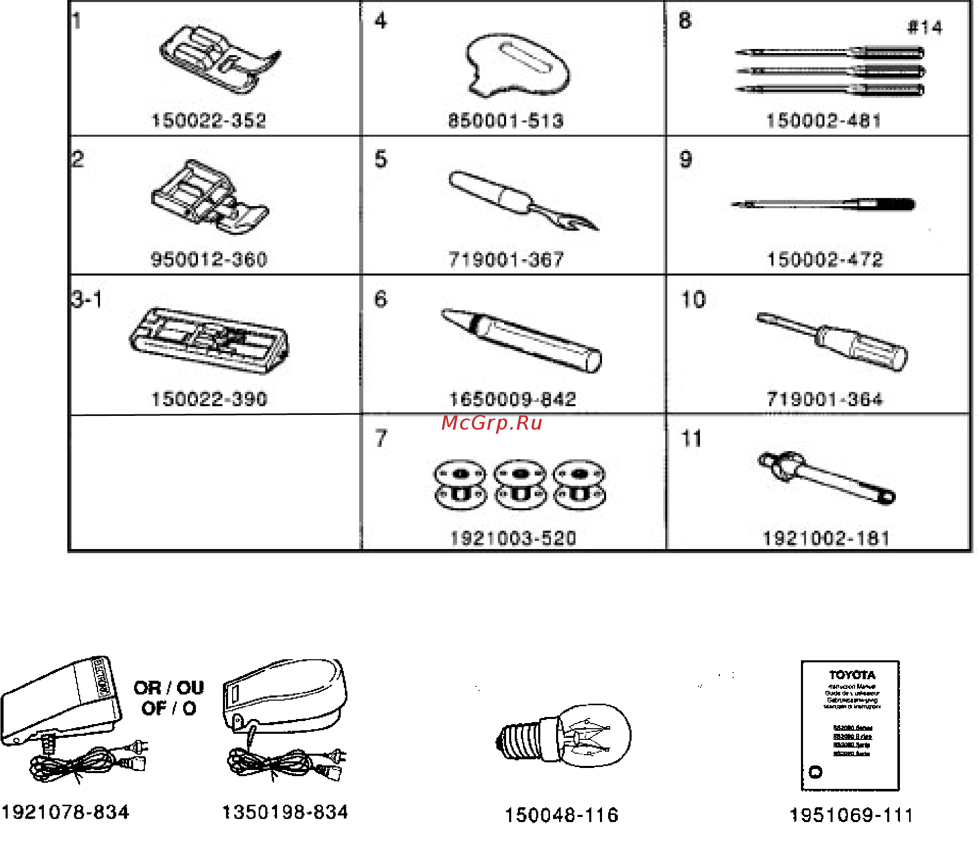 Toyota 714RU [6/46] Название принадлежностей