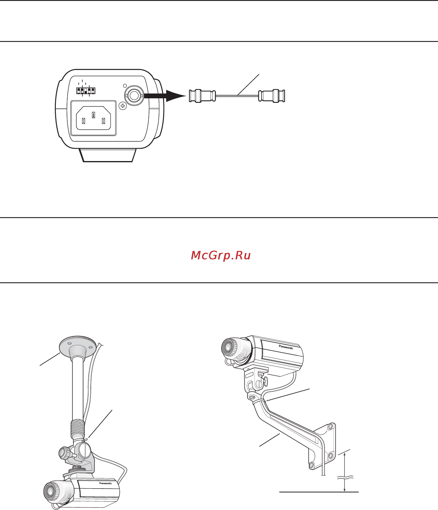 Panasonic WV-CP290/G [14/21] Use a cable tie locally procured to attach the coaxial cable to the camera mount bracket