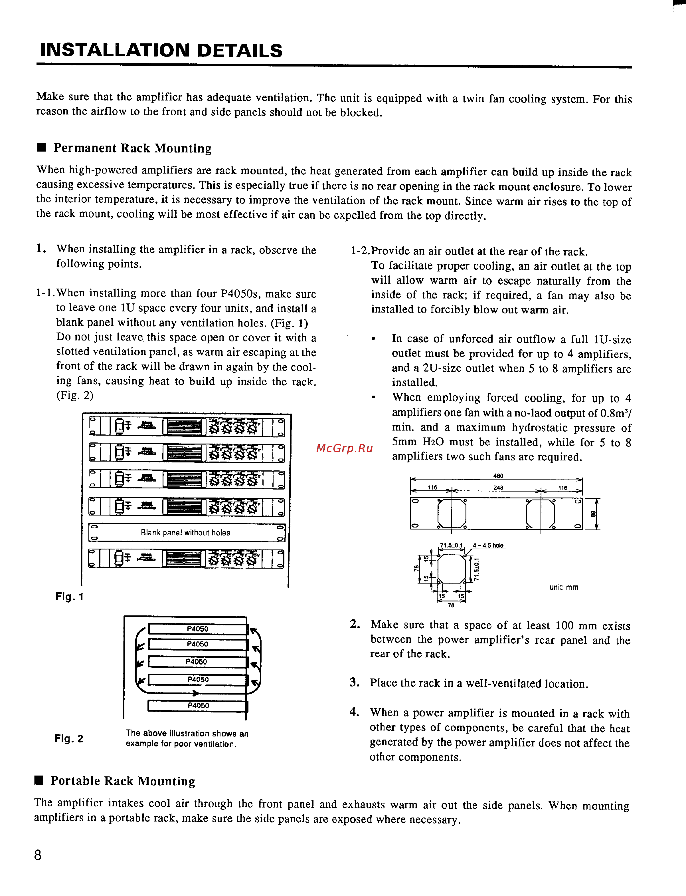 Yamaha P-4050 [10/18] Installation details