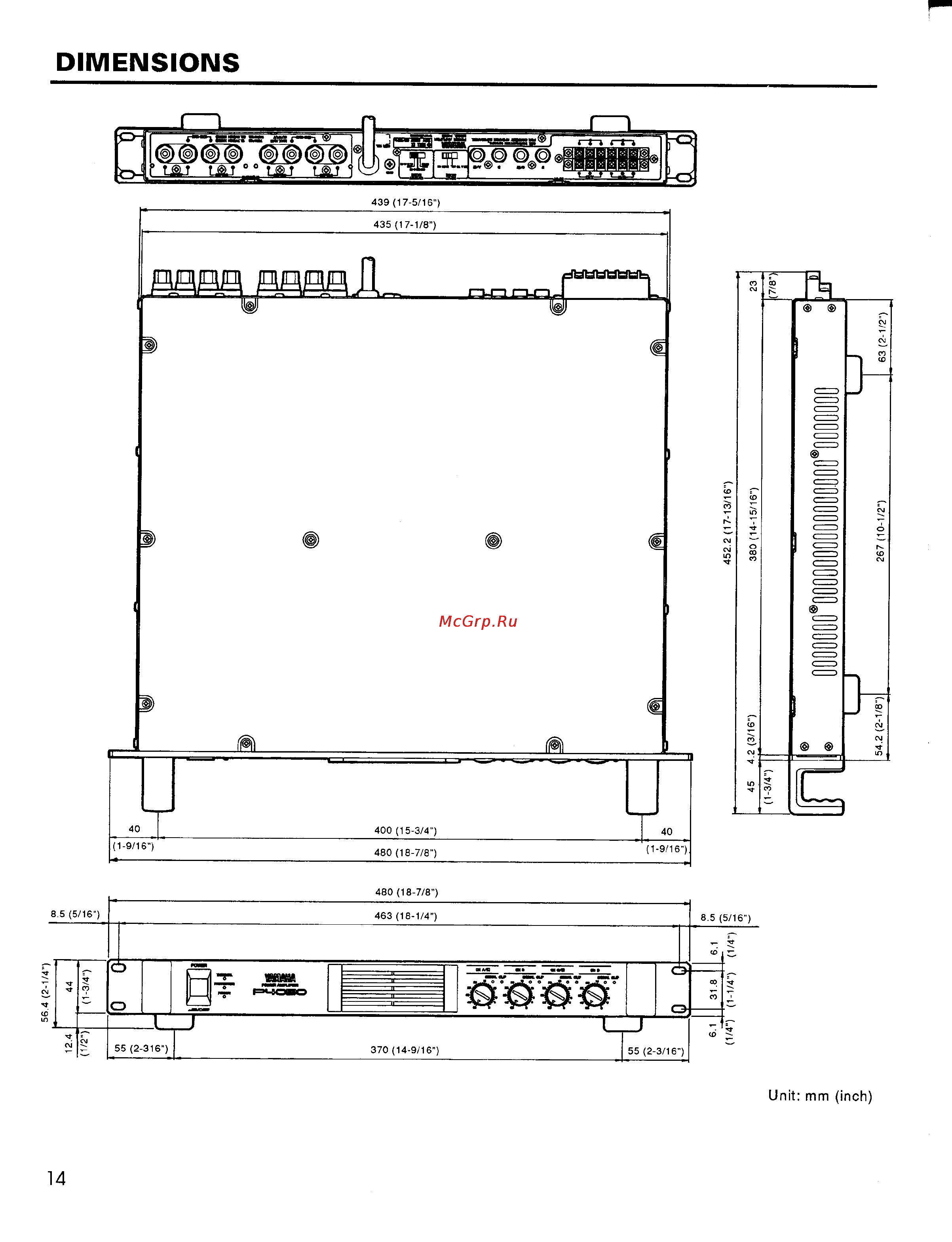 Yamaha P-4050 [16/18] Dimensions