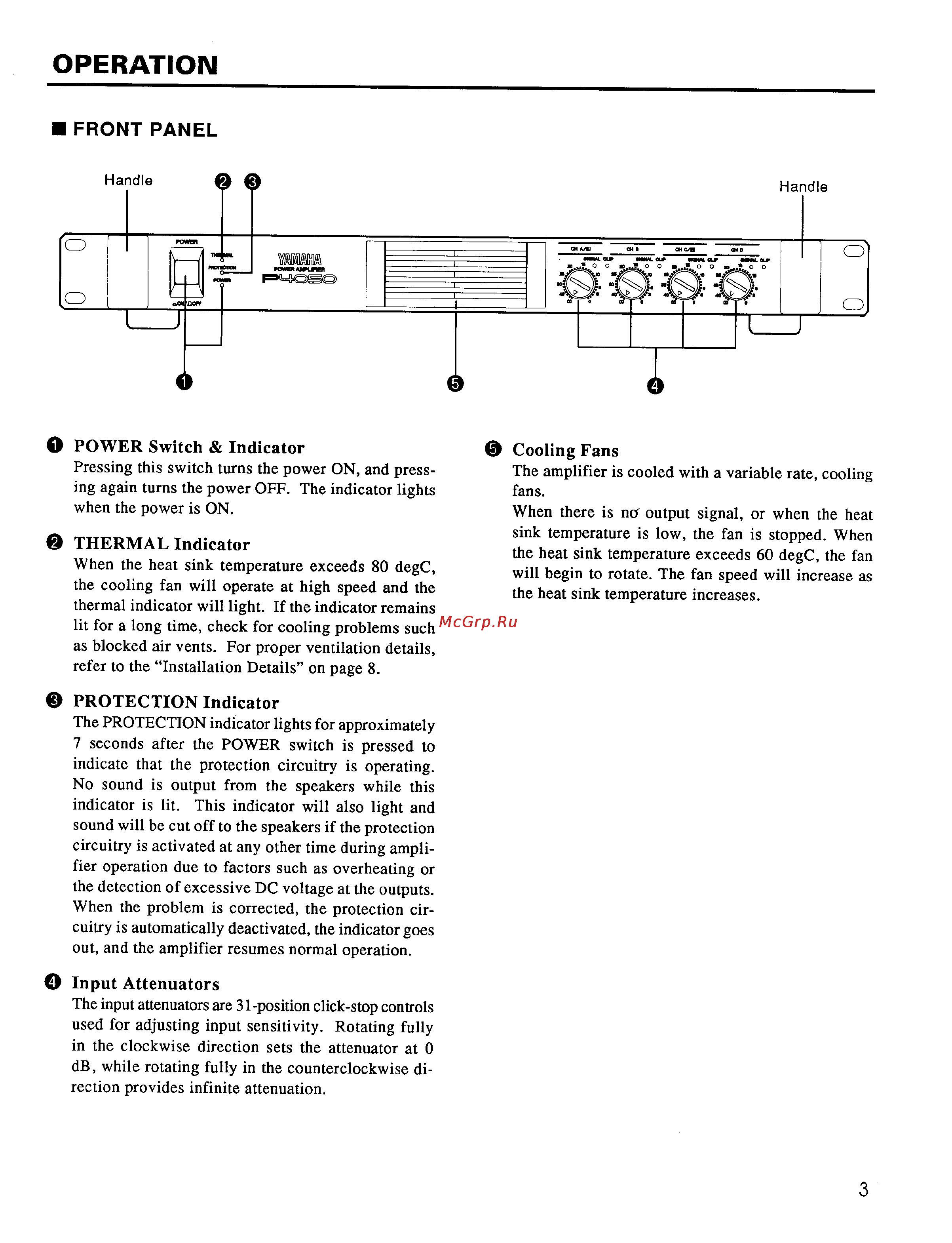 Yamaha P-4050 [5/18] Thermal indicator