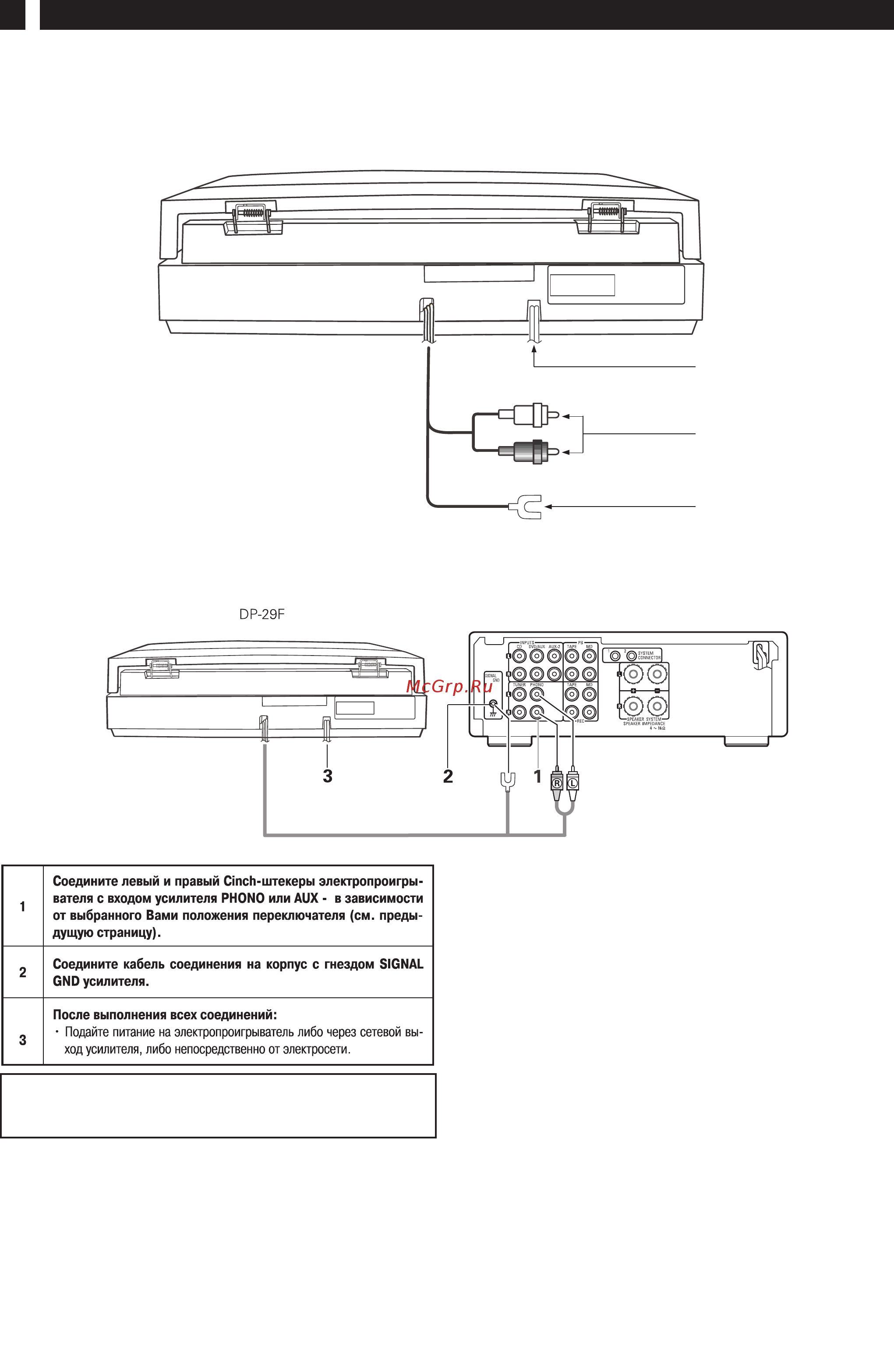 Denon DP-29F [7/11] Подключения