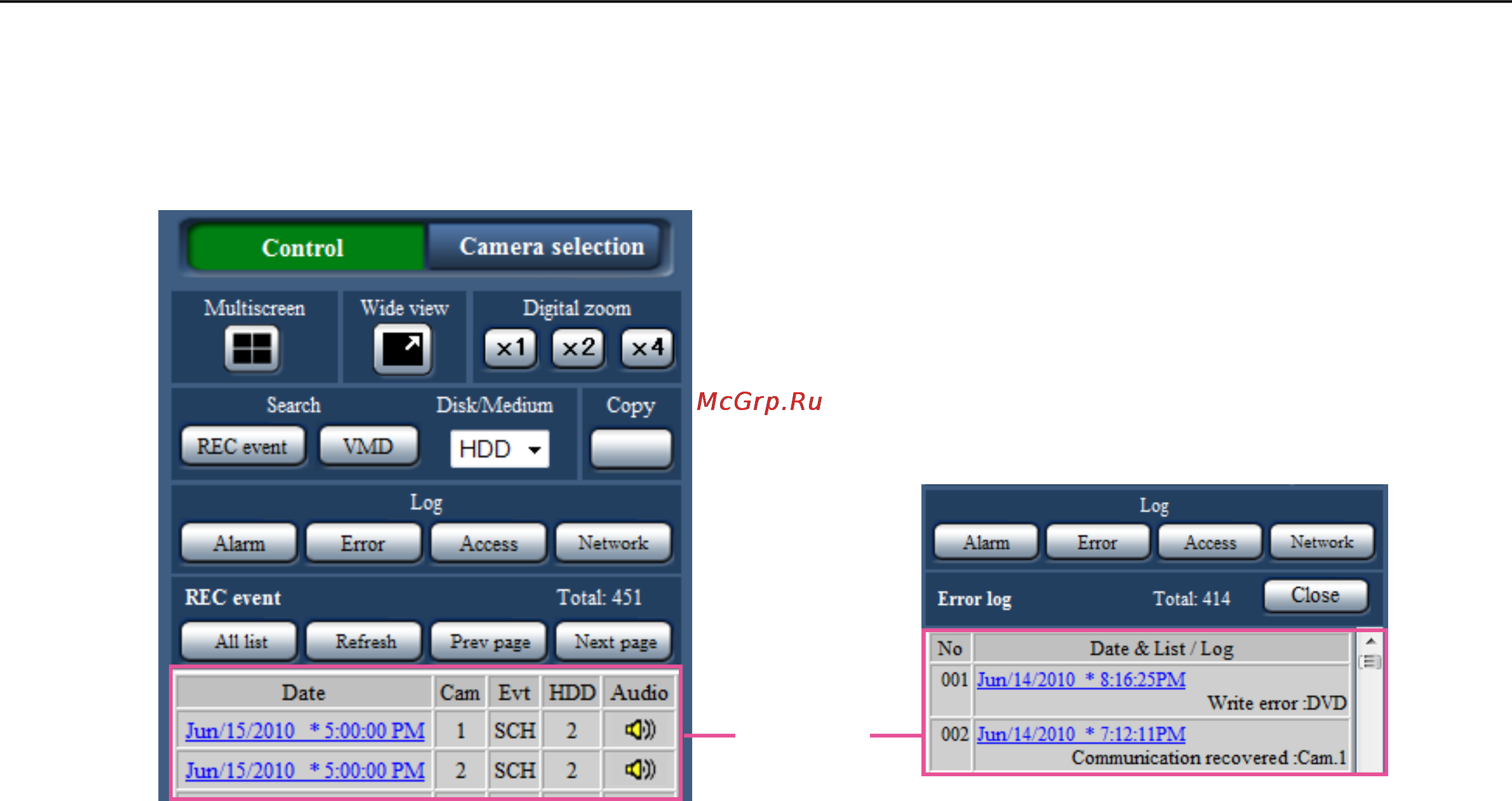 Panasonic WJ-NV200K/G [59/97] Control panel
