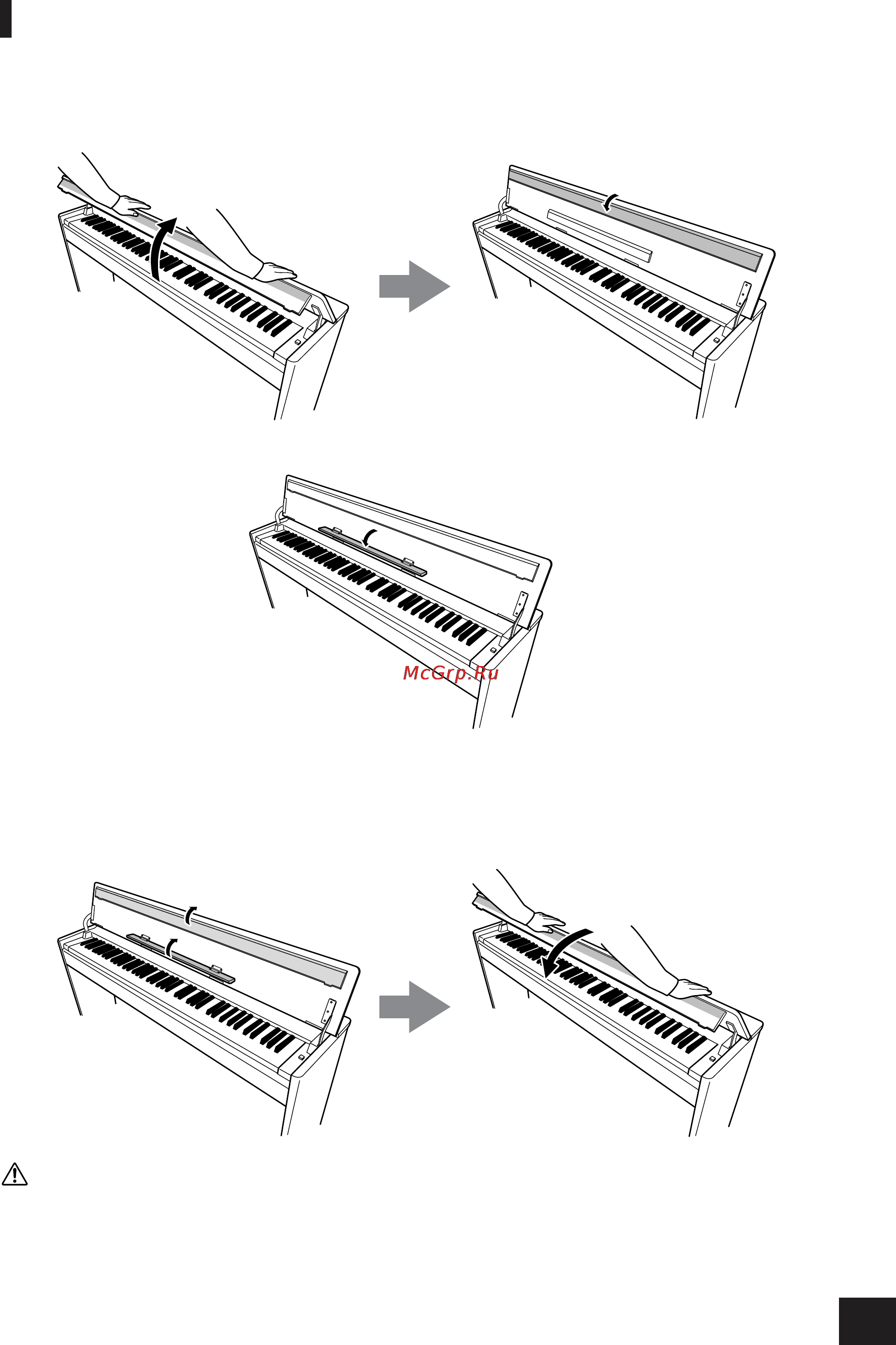 Yamaha YDP-S30 [11/49] Крышка клавиатуры и пюпитр