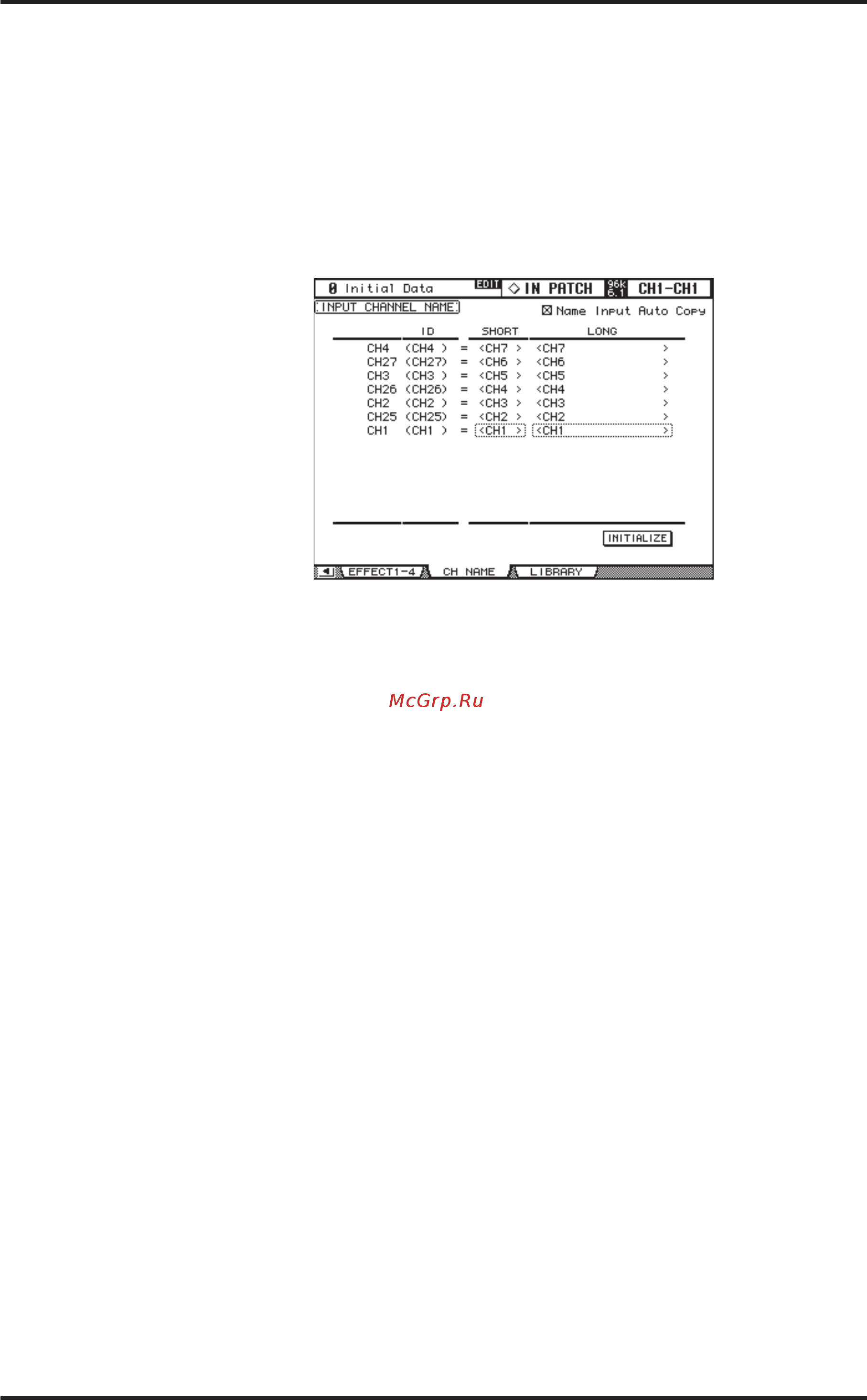Yamaha 02R96VCM [134/341] Название каналов