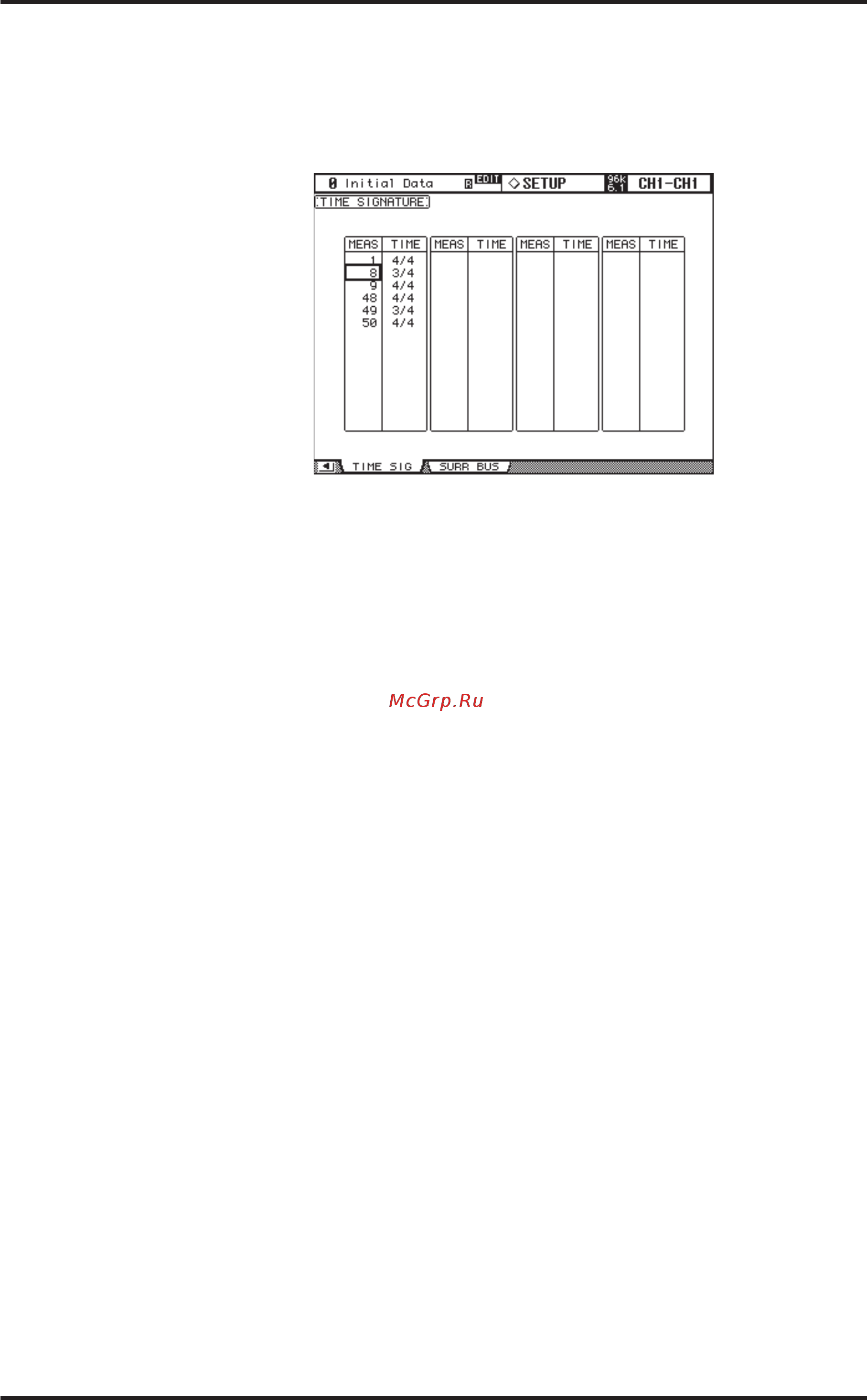 Yamaha 02R96VCM [178/341] Создание карты размера time signature map