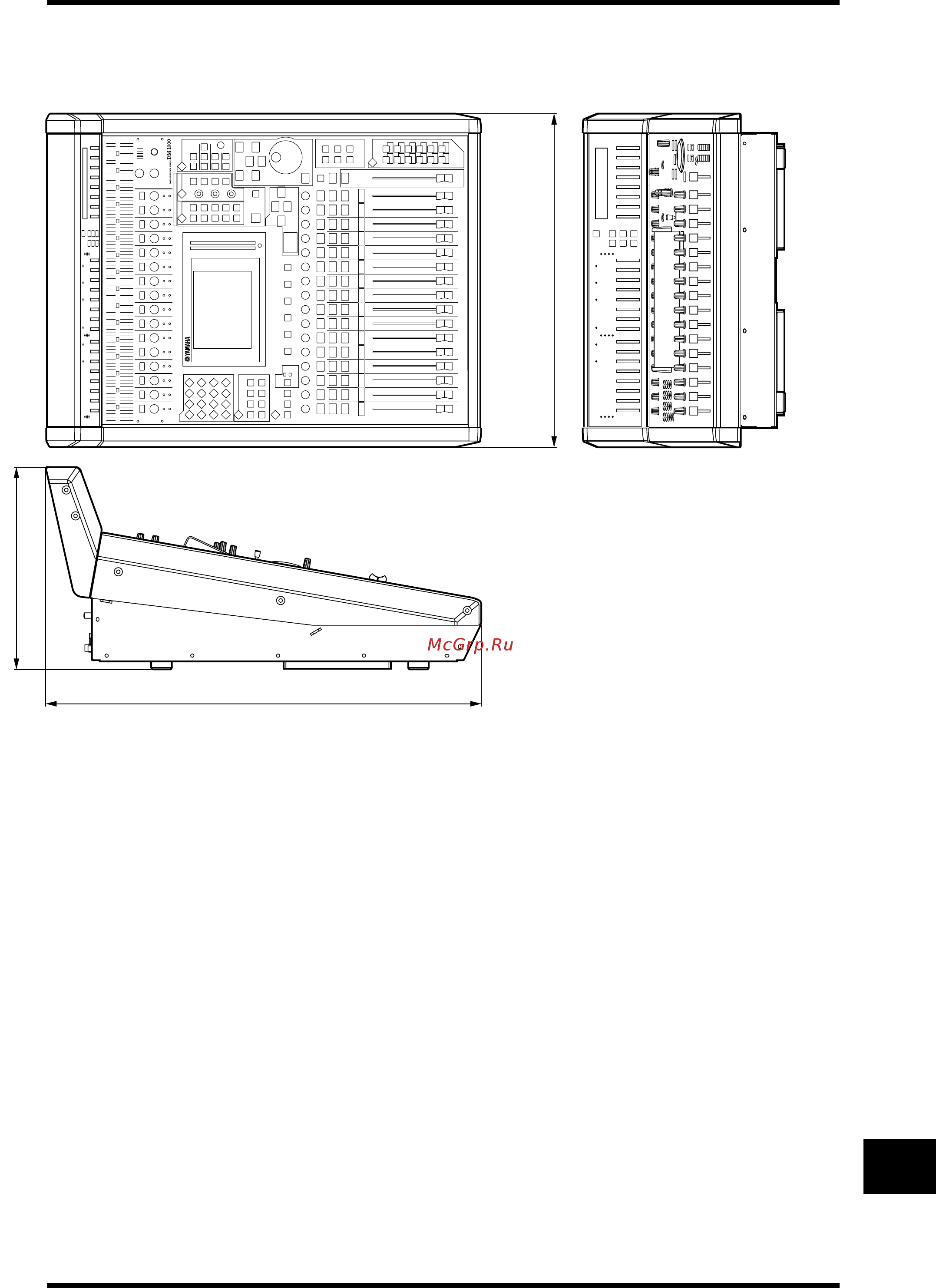 Yamaha DM1000V2E1 [303/310] Габаритные размеры с установленными модулями mb1000 и sp1000