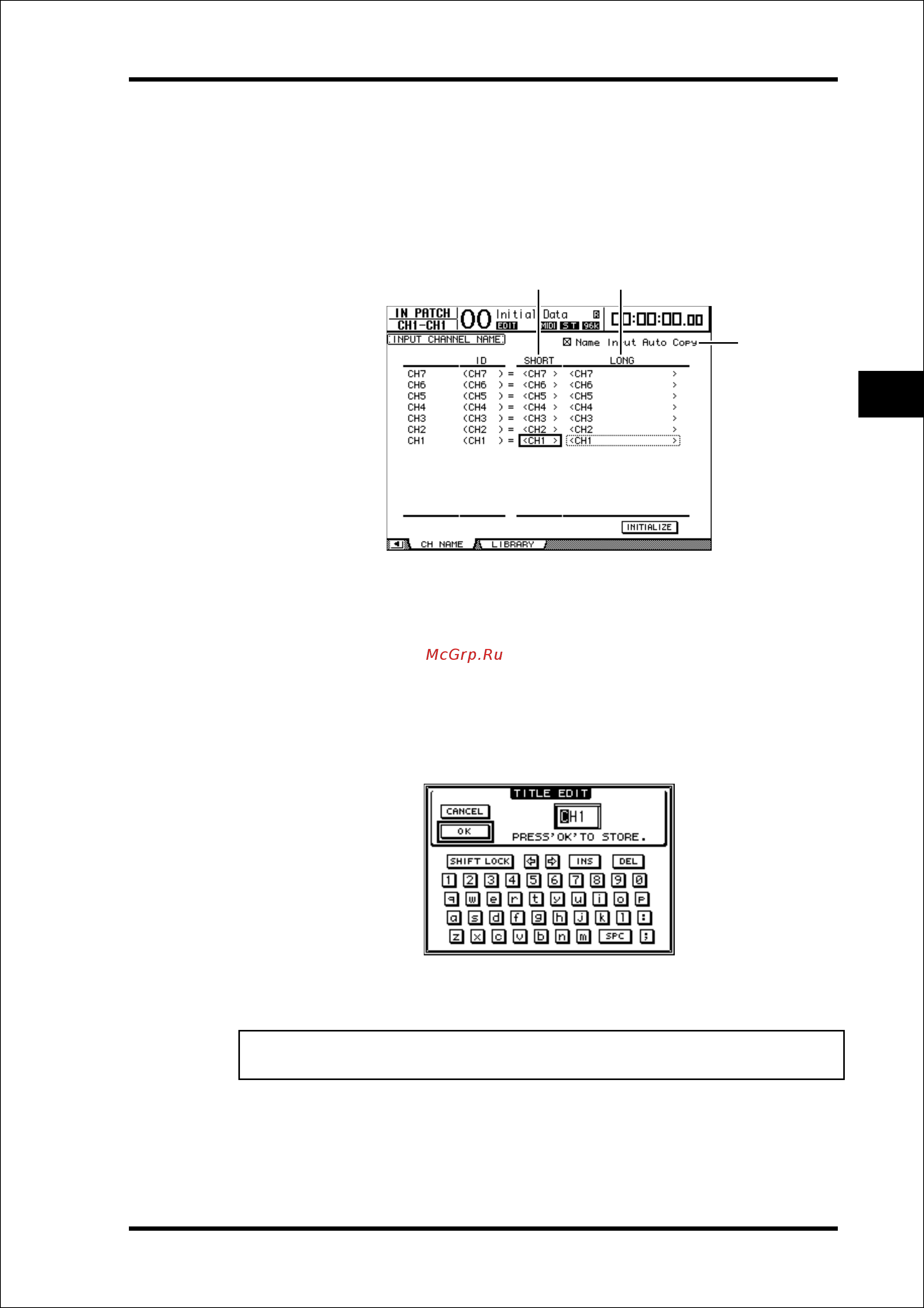Yamaha DM1000V2E1 [79/310] Присвоение имени входным каналам