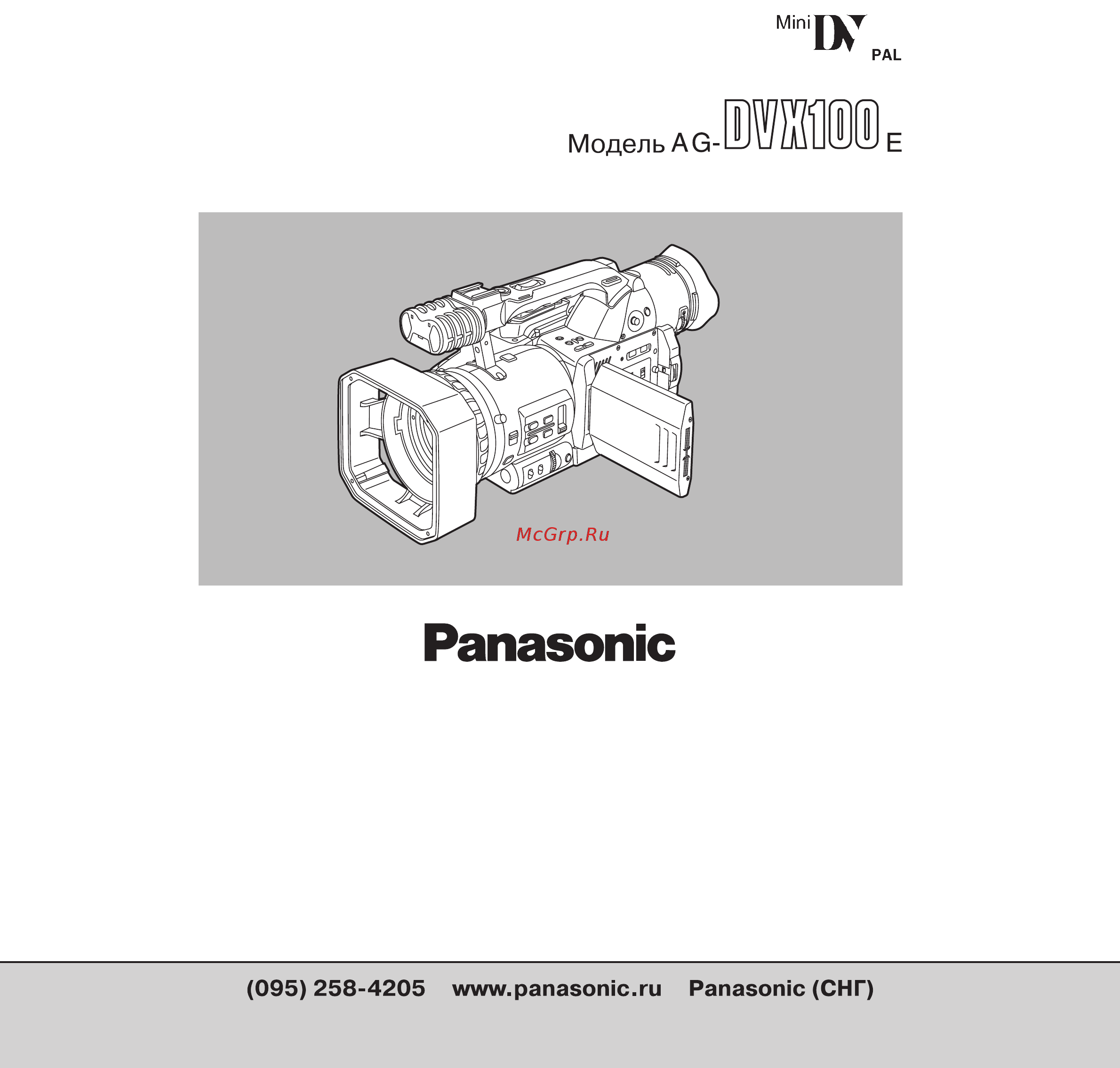 Panasonic AG-DVX100BE Инструкция по эксплуатации онлайн