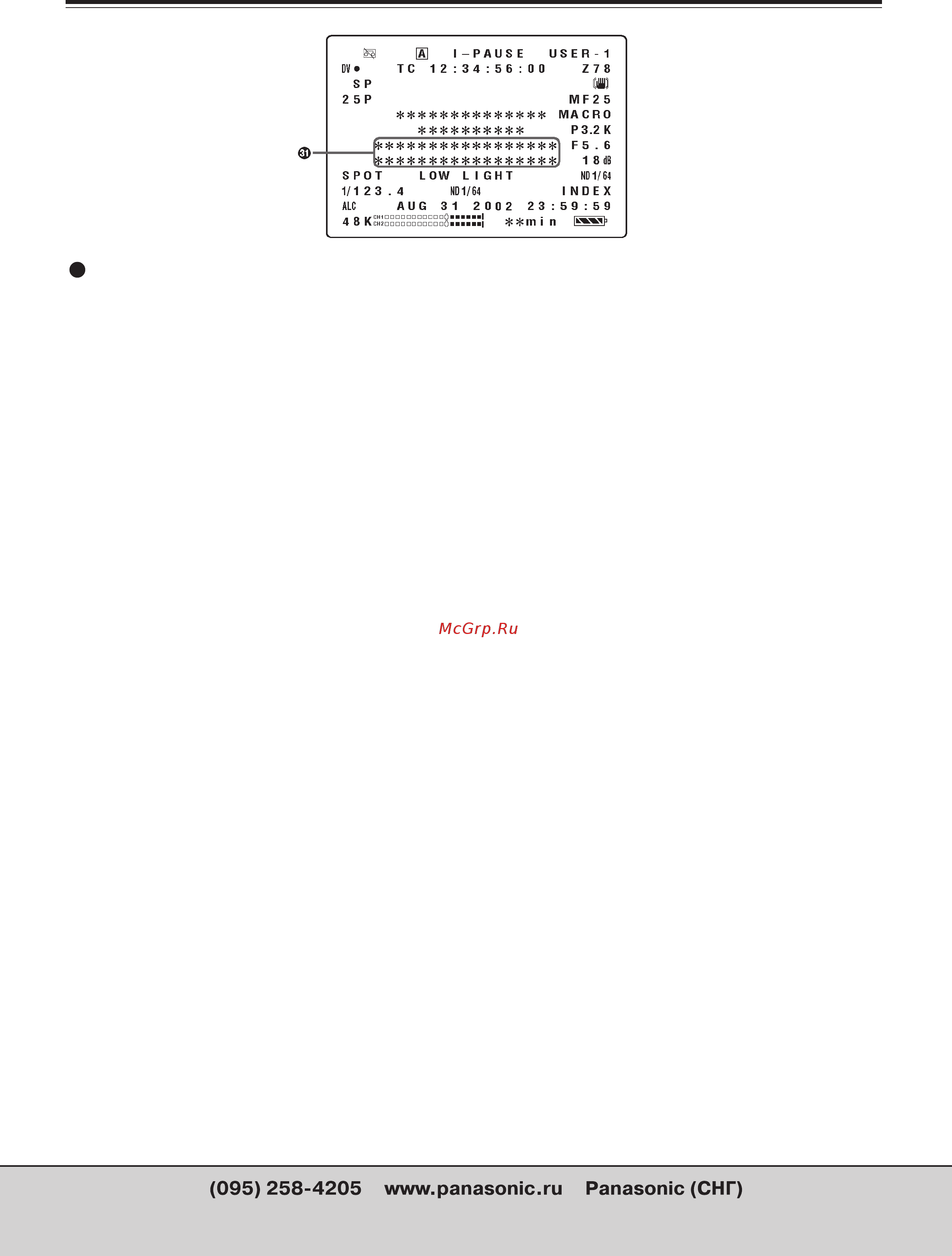 Panasonic AG-DVX100BE [50/68] Экранная индикация