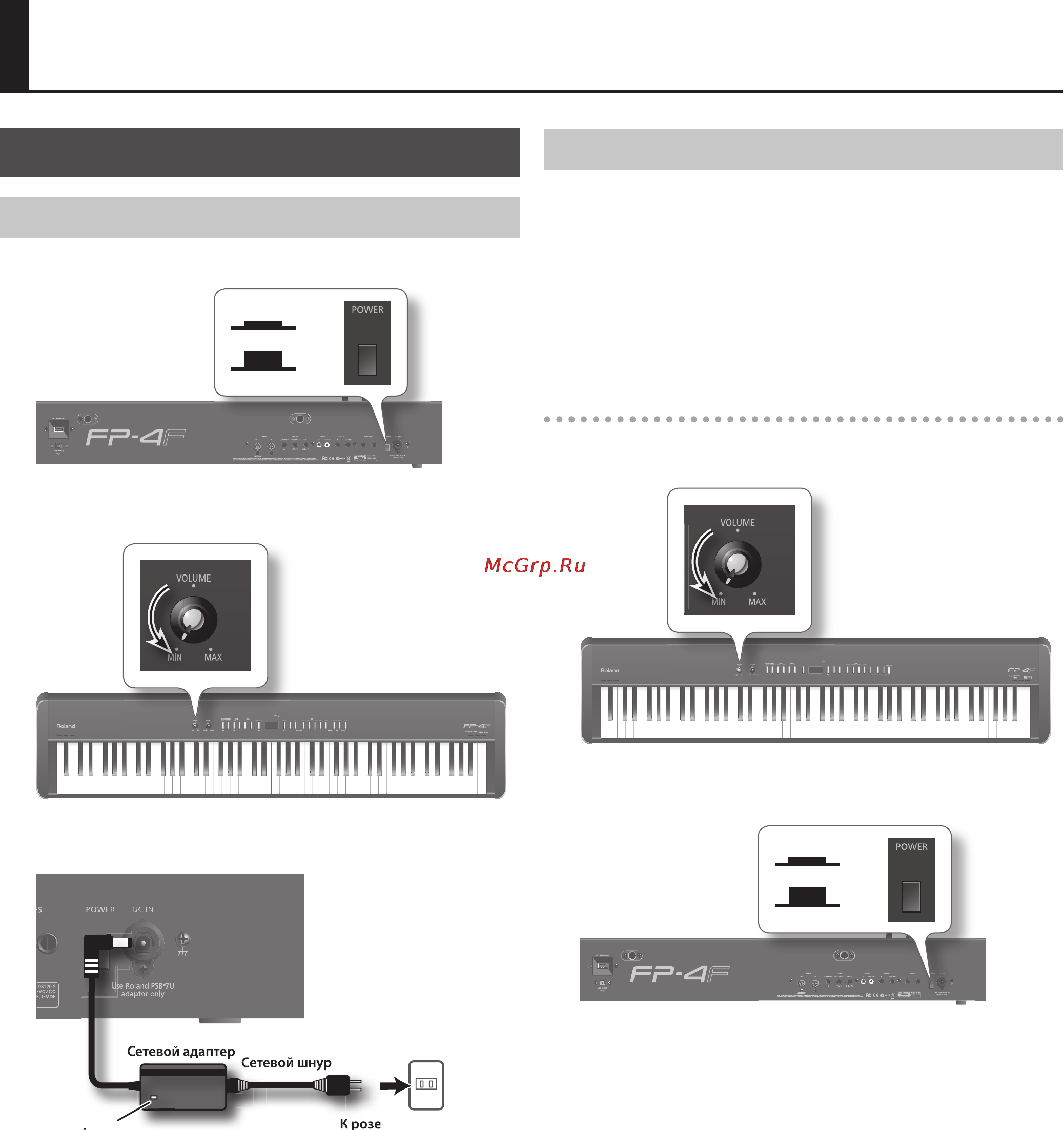 Roland FP-4F BK [13/85] Подготовка к работе